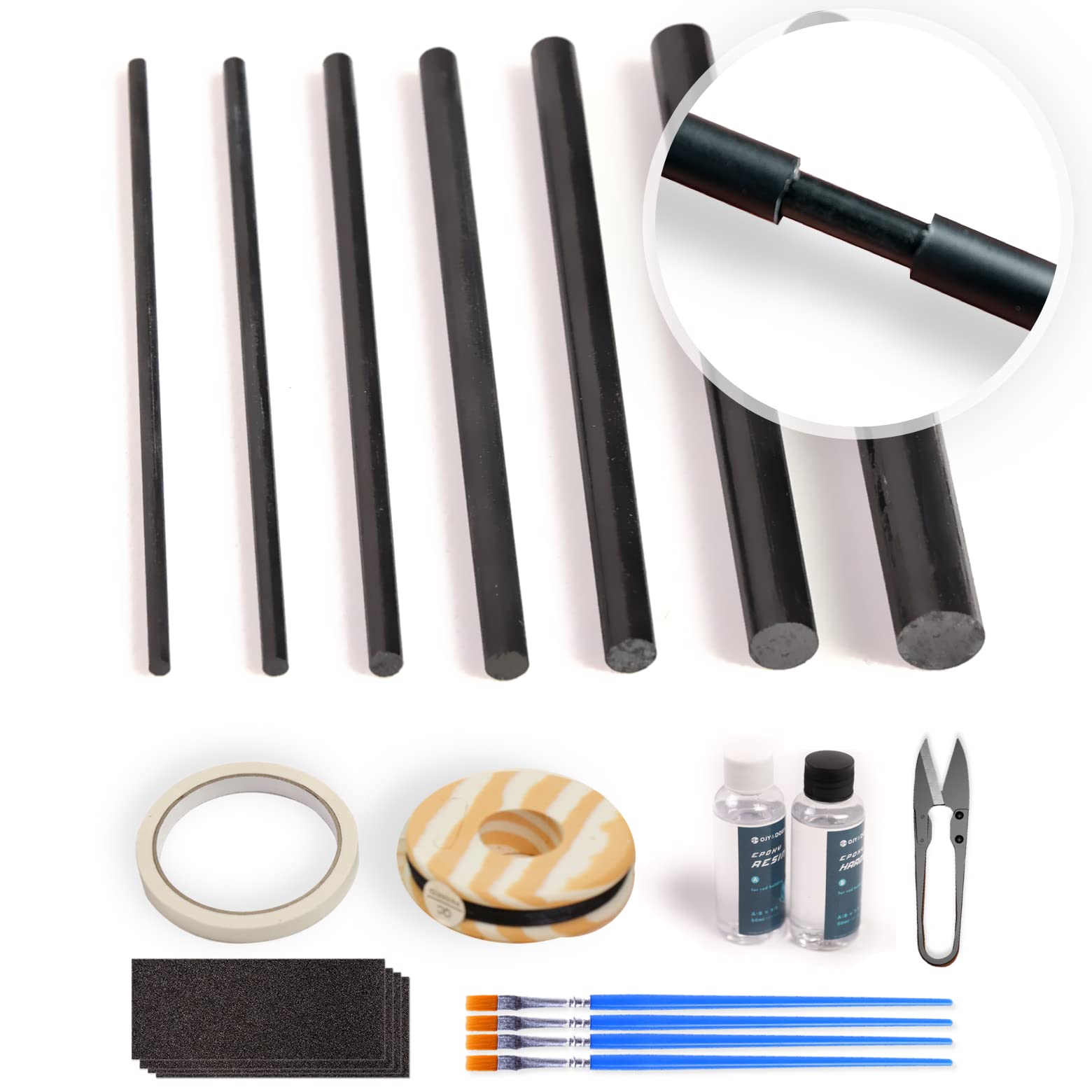 Fishing Rod Repair Kit Complete,All-in-one Supplies with Glue for  Freshwater & Saltwater Broken Fishing Pole Repair with Carbon Fiber Sticks, Rod Building Epoxy Finish Inserts-Kit