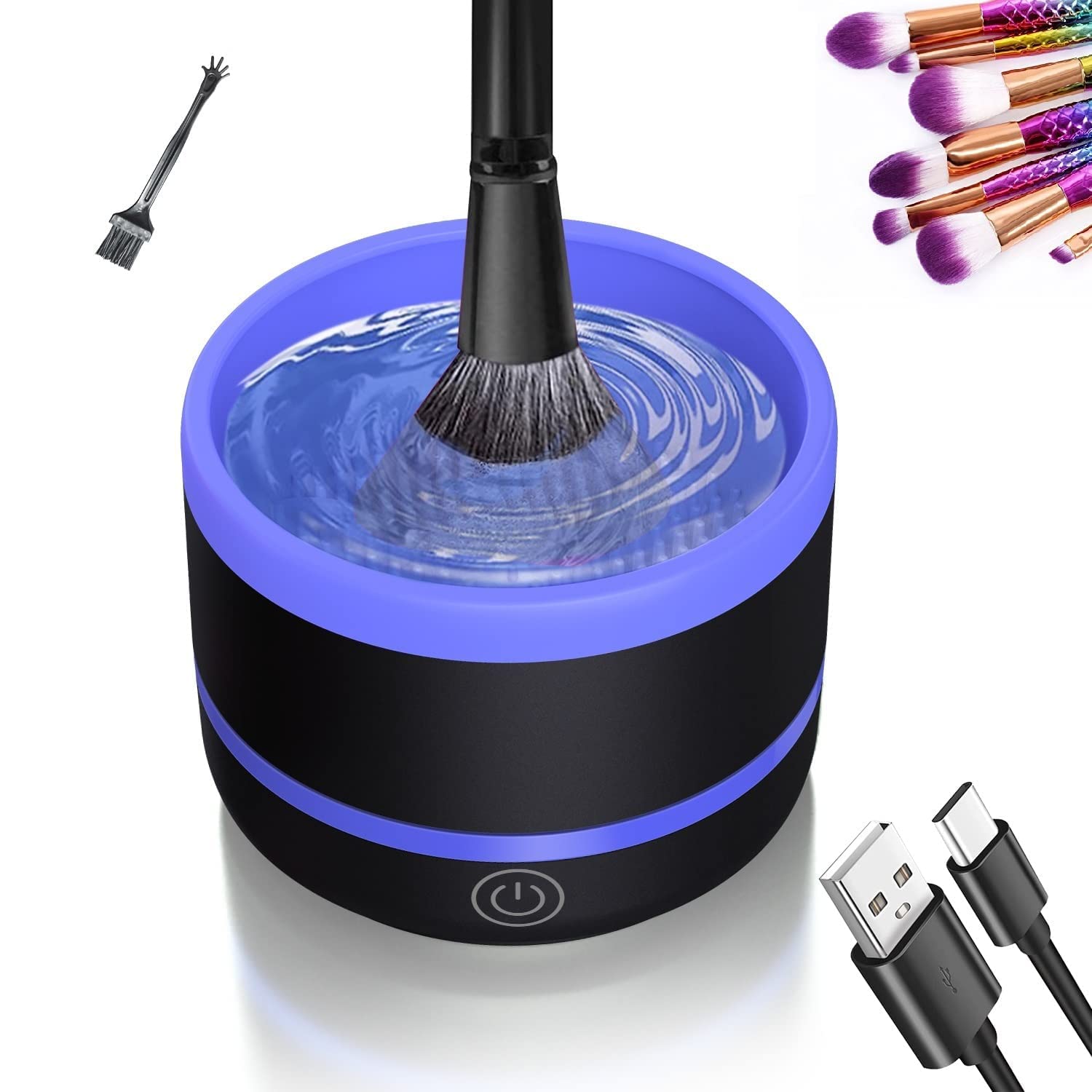 Sogue Electric Makeup Brush Cleaner Type-C Small Removeable,Easy to Clean, with Silica Gel Mat Bowl Automatic 5V 1A Beauty Brushs Cleaner Powered Washer