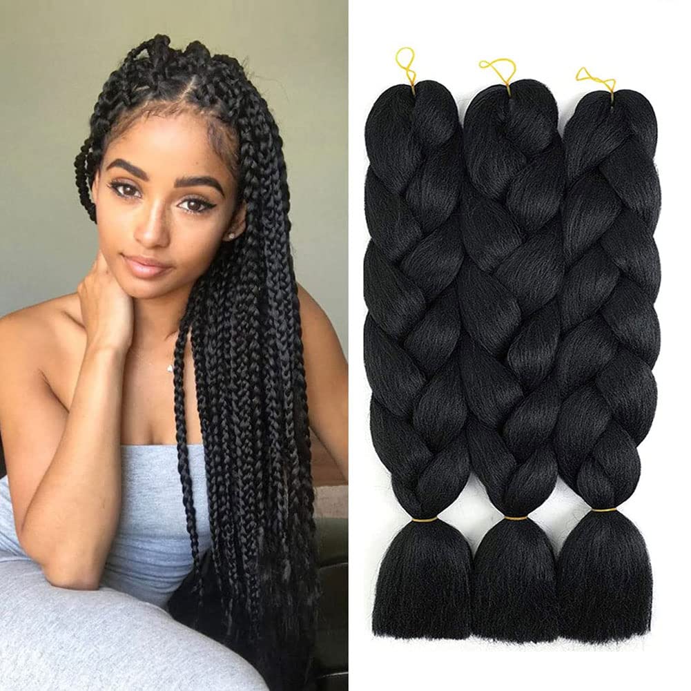 WOME Jumbo Braiding Hair Extension 24Inch Green Color Synthetic Crochet  Braiding Hair High Temperature Fiber Box Twist Braids Extensions for Woman