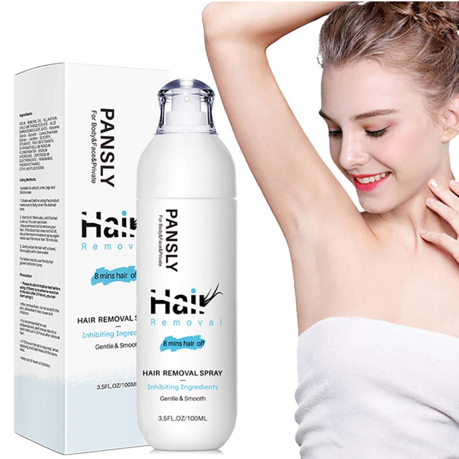 100ml Hair Removal Spray,Hair Removal Cream,Non-Irritating Moisturizing for  Men Women Legs Hands Arms Underarms and Bikini Areas Natural Stop Hair  Growth Inhibitor Spray