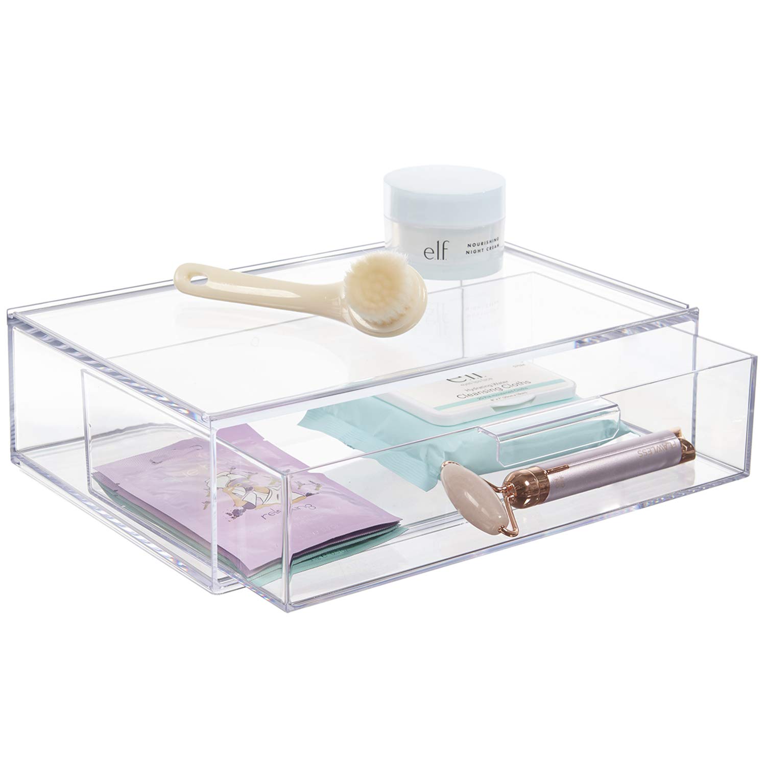 Stori Clear Plastic Drawer Organizers 12 x 6 x 2 L Set of 3