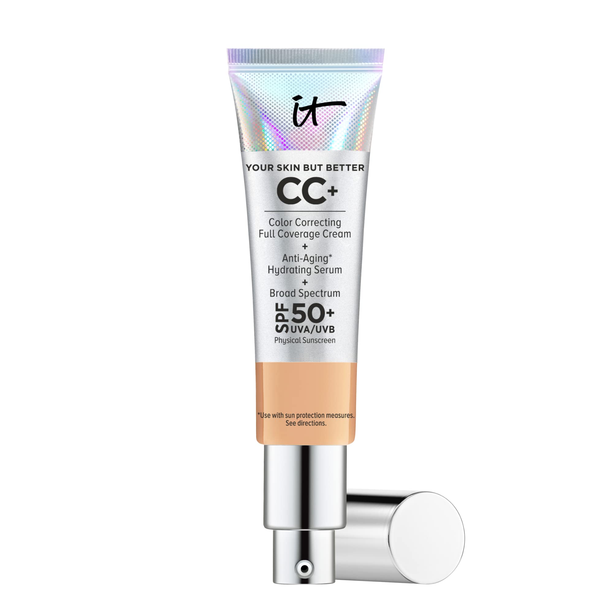IT Cosmetics Your Skin But Better CC+ Cream, Medium Tan (W) - Color Correcting  Cream, Full-Coverage Foundation, Hydrating Serum & SPF 50+ Sunscreen -  Natural Finish - 1.08 fl oz