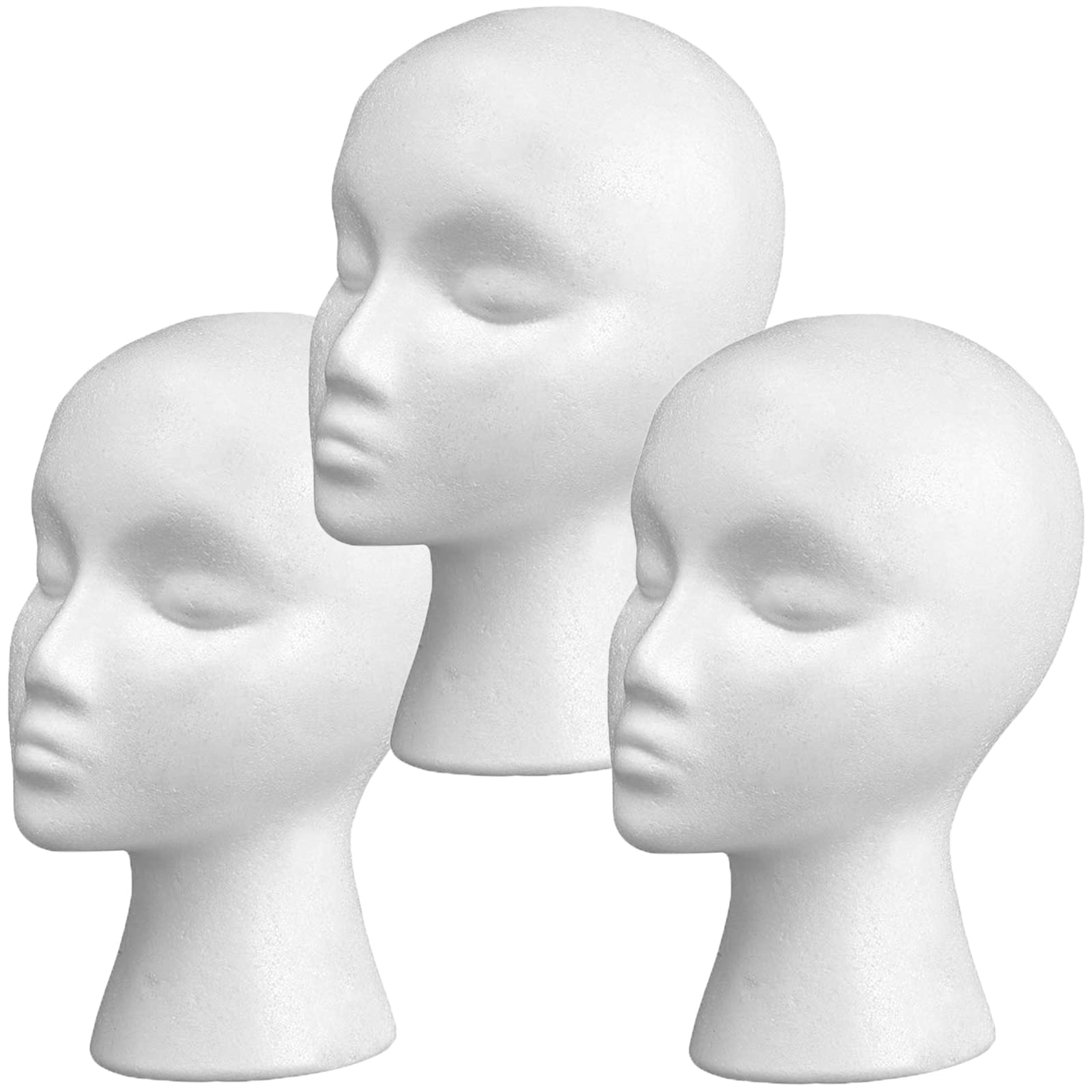 3 Pcs Styrofoam Wig Head 11 - Tall Female Foam Mannequin Wig Stand and  Holder for Style, Model for Display Hair, Hairpieces and Hats, Mask - for  Home, Travel and Salon 11''*3