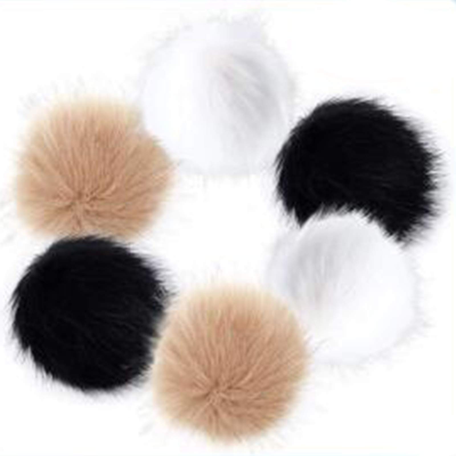 Fur Pom Poms for Hats 6PCS 4 Inch Faux Fur Pom Pom Balls Fluffy Pompoms for  Crafts with Elastic Loop 3 Colors for Keychains Scarves Gloves Bags  Knitting Supplies Multi-color