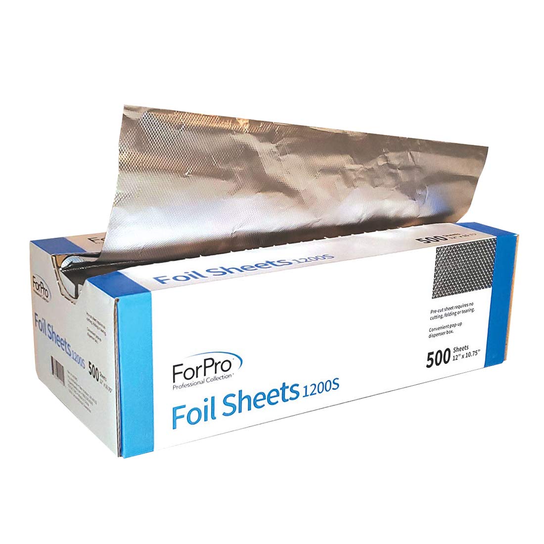 ForPro Embossed Pop-Up Foil Sheets 1200S, 12 Aluminium Foil Sheets, Pop-Up  Dispenser, for Hair Color Application and Highlighting, Food Safe, 12 W x  10.75 L, 500-Count 500-Count (Pack of 1)