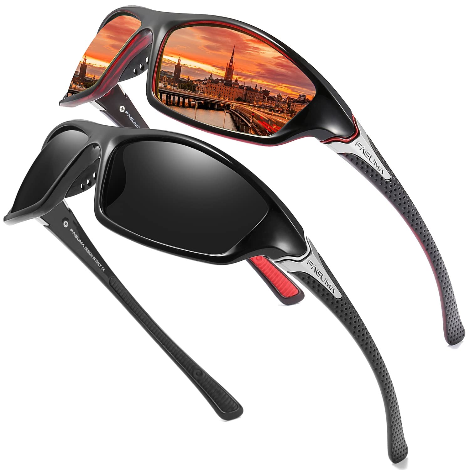 Sports Polarized Sunglasses For Men Cycling Driving Fishing 100% UV  Protection Z2 Red+black(