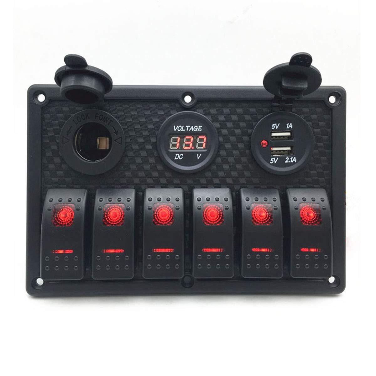 4 Gang Switch Panel Dual USB for 12V Car Boat Marine RV Truck Blue LED  Voltmeter