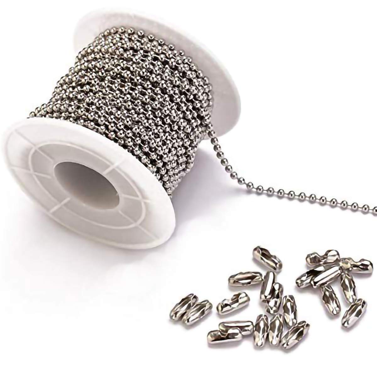10 Foot Length Ball Chain, Number 10 Size, Stainless Steel, & 10 Matching  'B' Couplings