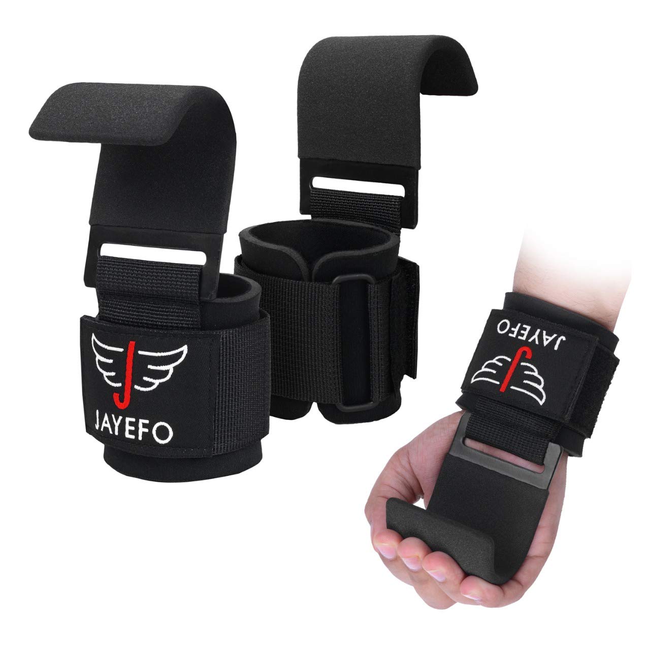 Jayefo Weight Lifting Hooks and Deadlift Straps - Pull up Grips, Lifting  Hooks for Weight Lifting - Weight Lifting Straps for Men - Weight Grips for  Home and Gym Workout - Standard Size Black
