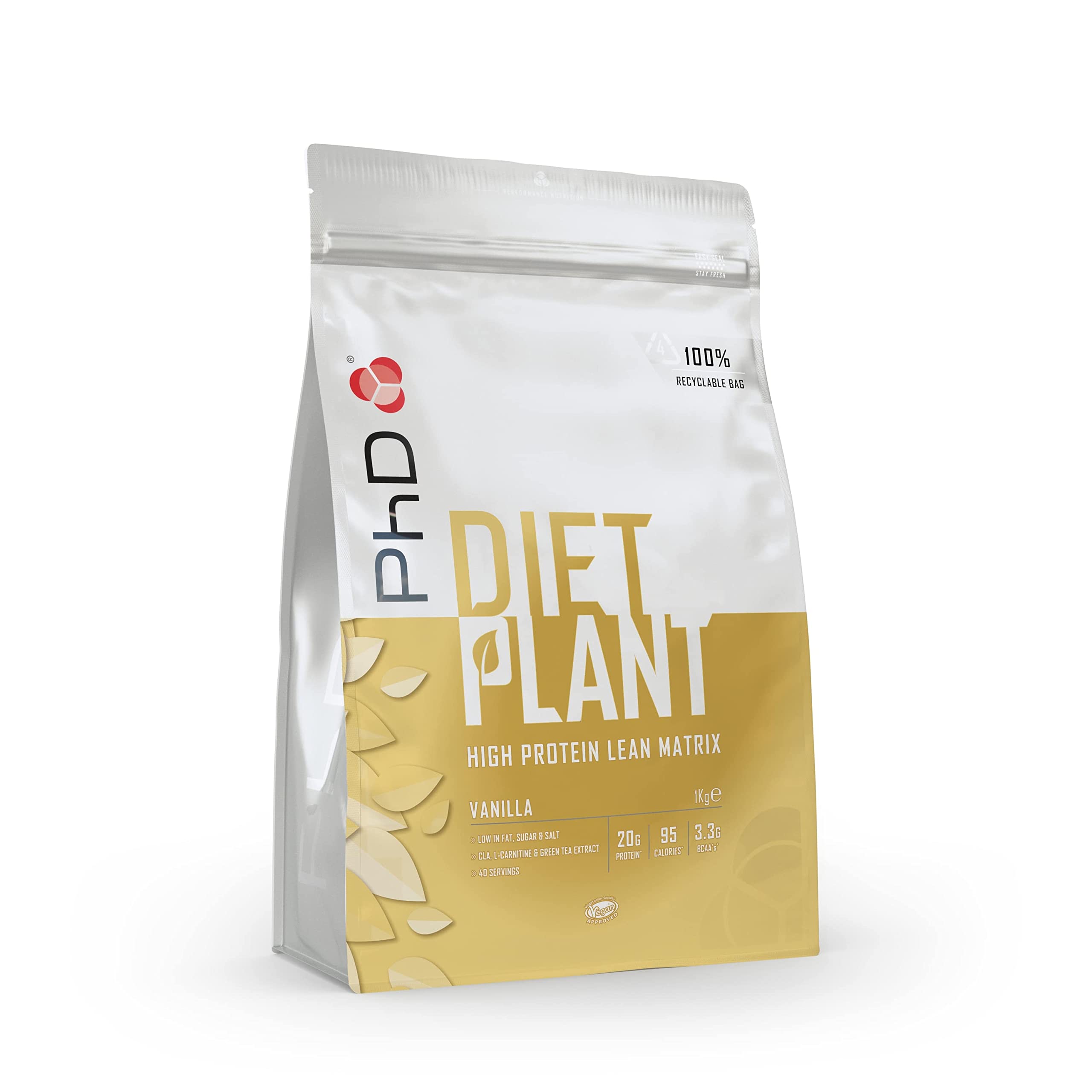 PhD Nutrition Diet Plant Proteine Vegane In Polvere 1kg Cioccolato Belga: 19g Proteine, Poco Zucchero