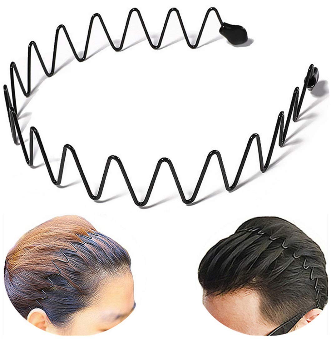 bodbop XINGZHE Metal Hair Band Men Headband Metal Hair Bands Women's  Fashion Headbands for Men Elastic Stylish Sports Hairband Head Hoop with  Non Slip Wavy Teeth Black