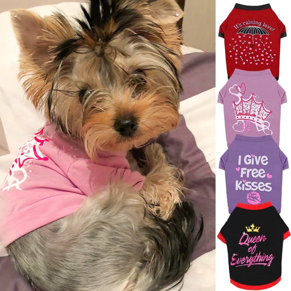 Dog Shirt 4-Pack Female Dog Clothes for Small Dogs Girl Cat