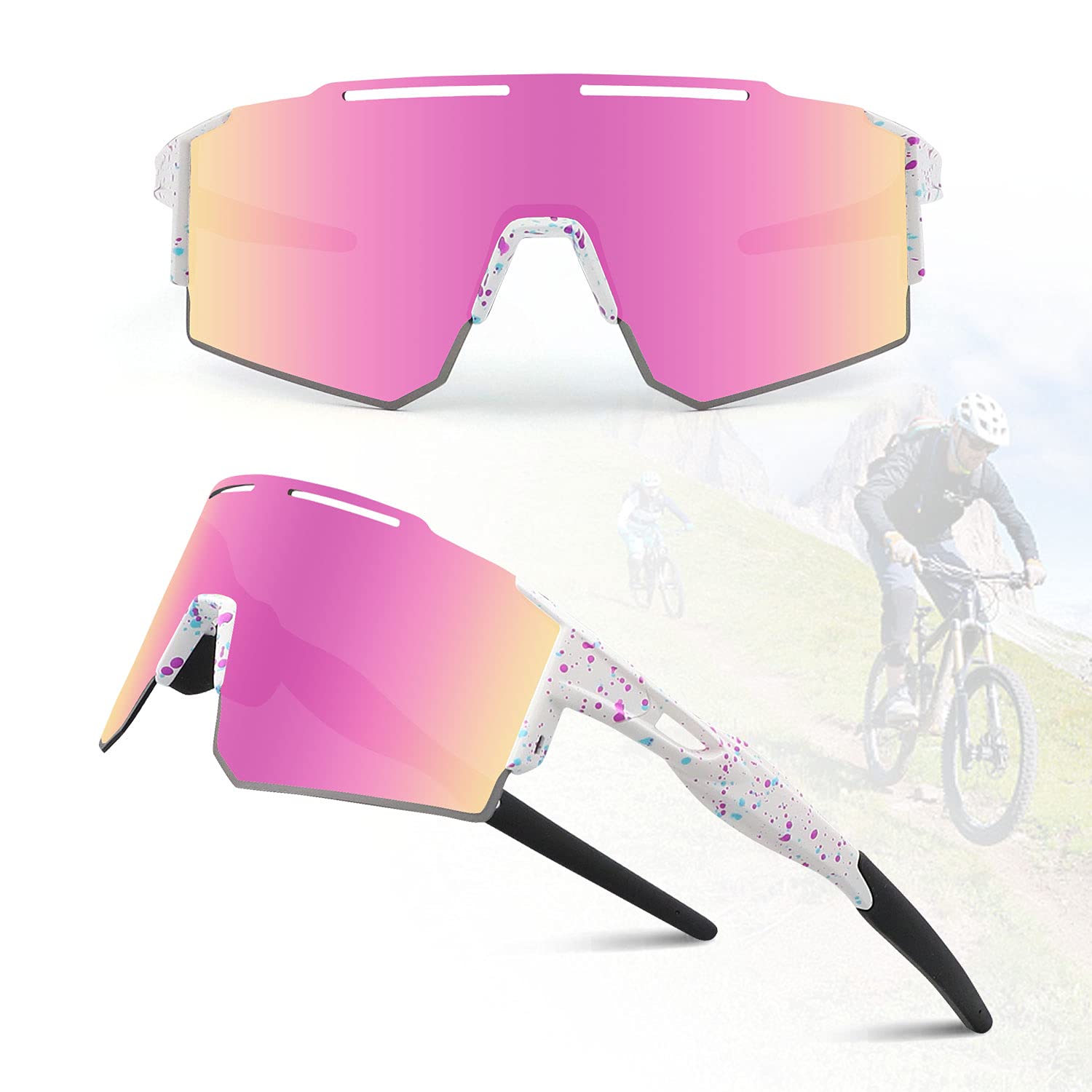 Ukoly Cycling Sunglasses for Men Women with 3 Interchangeable Lenses,  Polarized Sports Sunglasses, Baseball Sunglasses 1