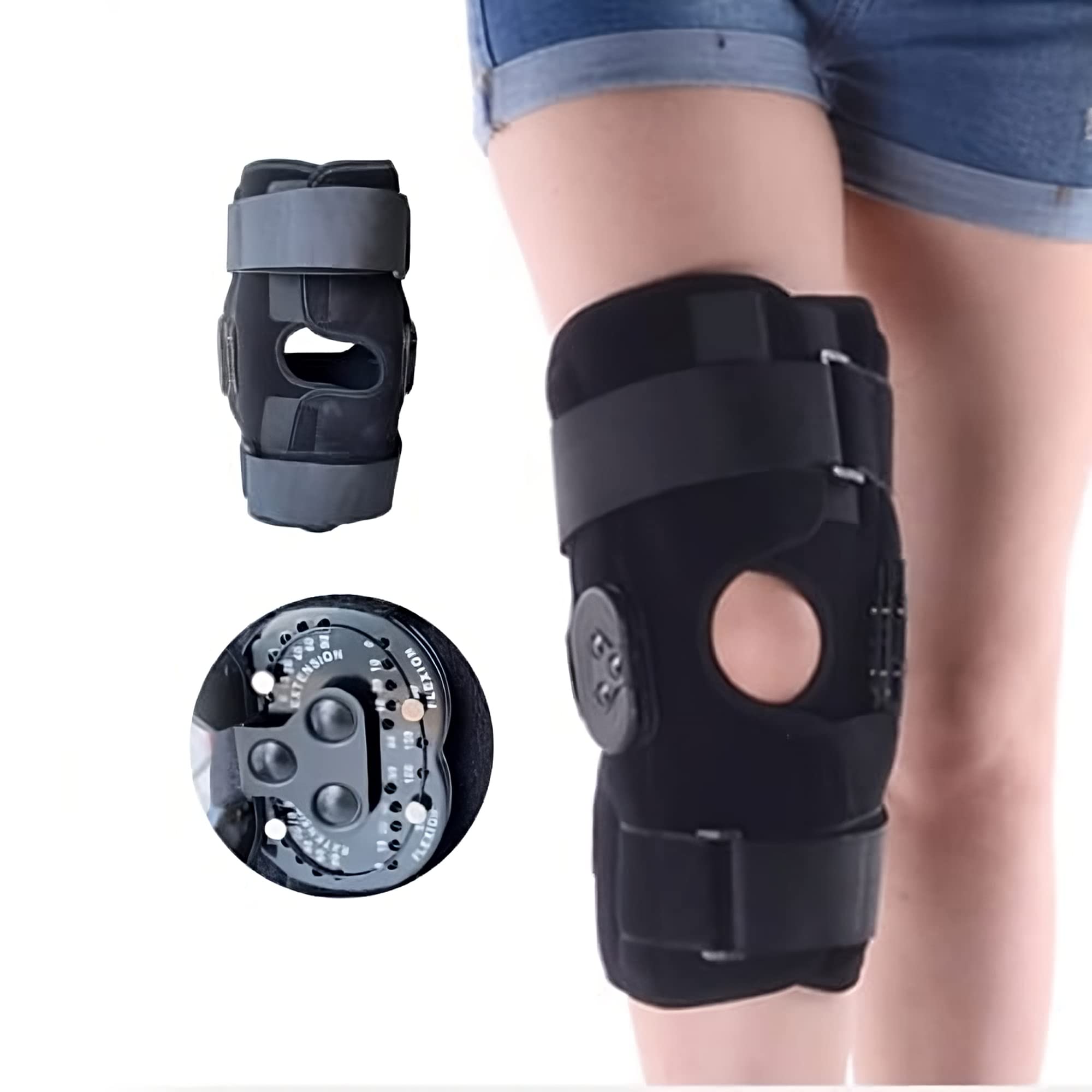 Comfyorthopedic Locking Knee Brace - Knee Brace with Metal Side Stabilizers  - PCL/ACL Knee Brace with Hinged ROM - Meniscus Tear Brace for Women & Men  - Knee Braces for Knee Pain