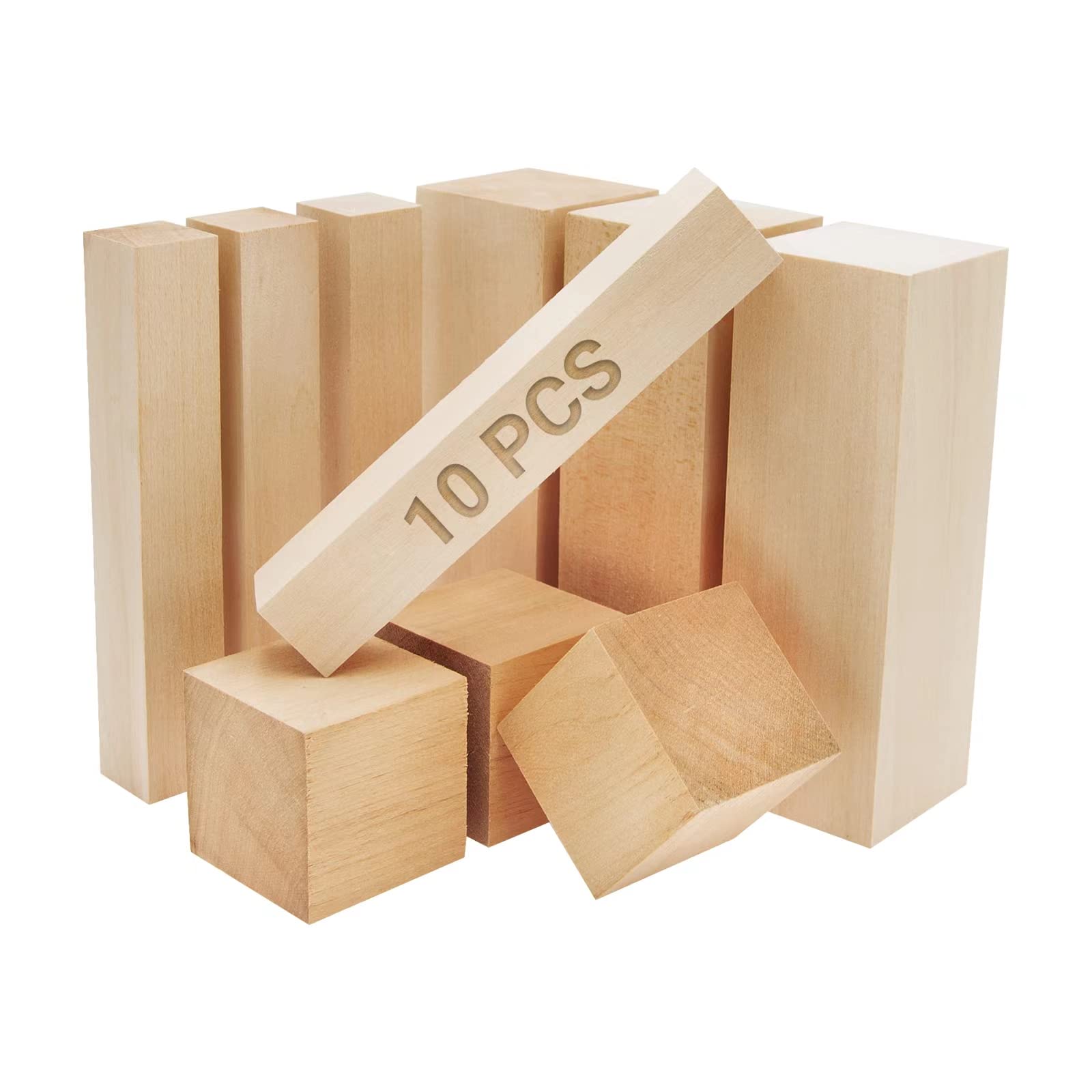 10 Pcs Large Unfinished Basswood Carving Blocks Fits Wood Carving