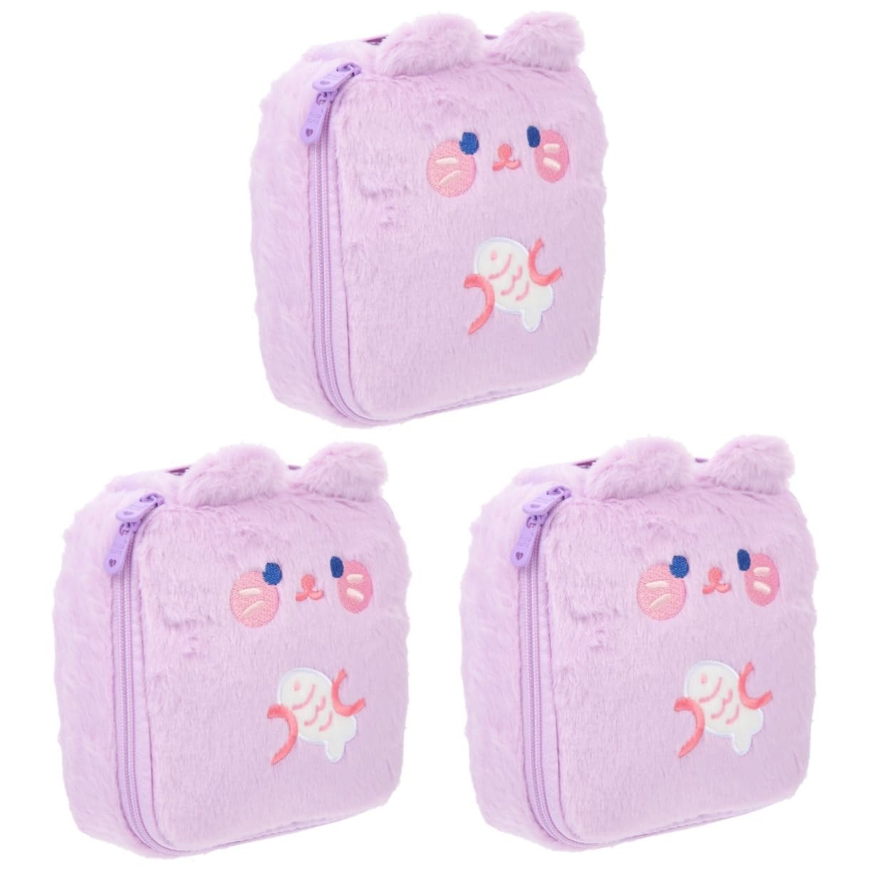 Healifty 3pcs Plush Storage Bag Women Travel Toiletry Bag Purse Storage Bag  Purse Sets for Women