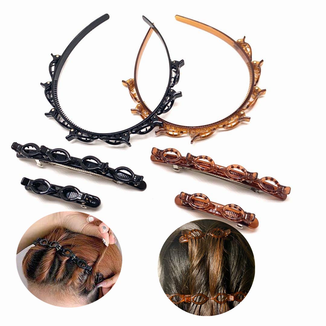 Fashion Double Layer Band Twist Plait Headband Hairpin Hair Claw Clips,  Black Magic Double Bangs Hairstyle Hairpin Hair Twister Headband Hair  Tools, Hair Accessories for Women, Girls 