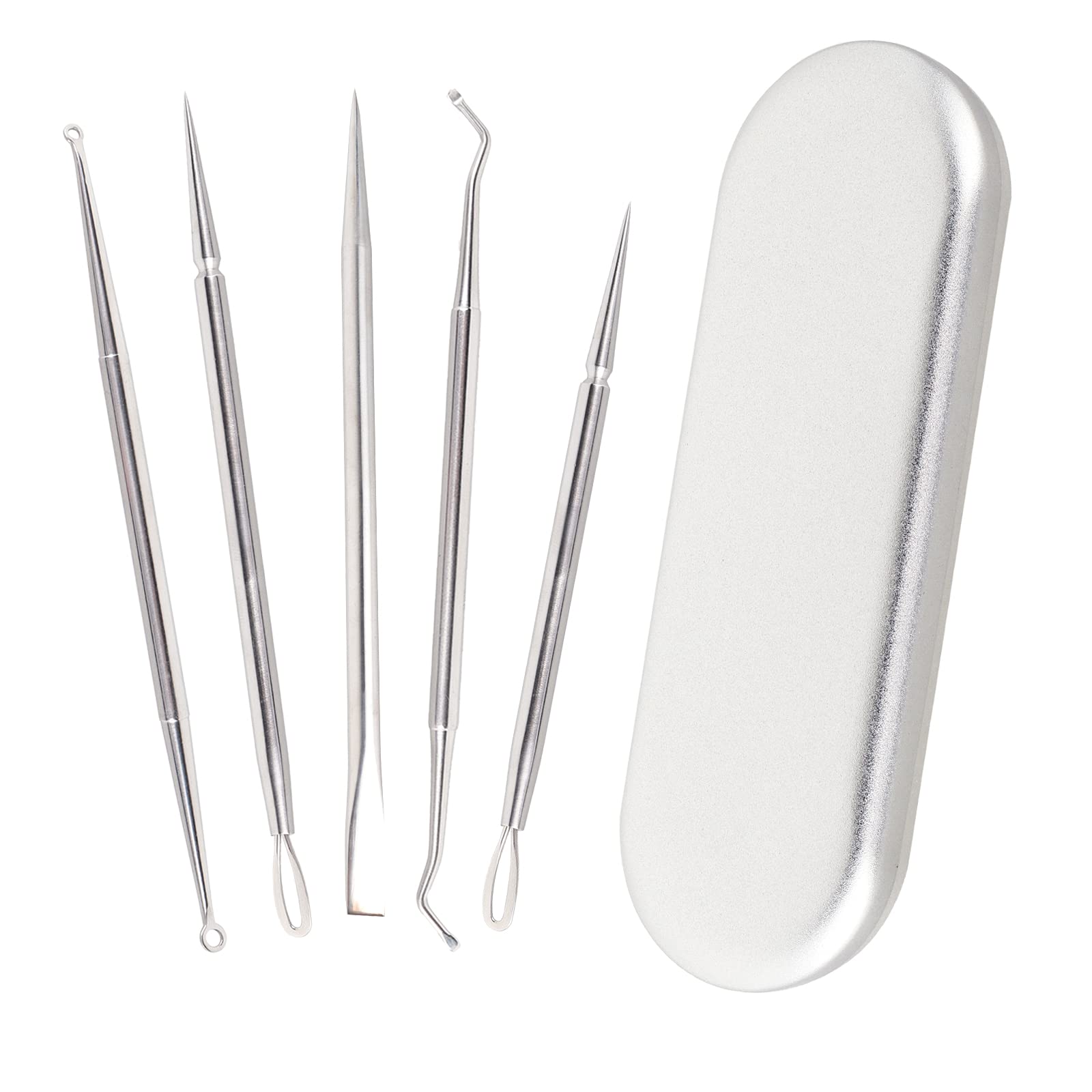 5PCS Blackhead Remover Tool Kit Professional Pimple Popper Tool Kit  Stainless Steel Comedone Zit Acne Extractor