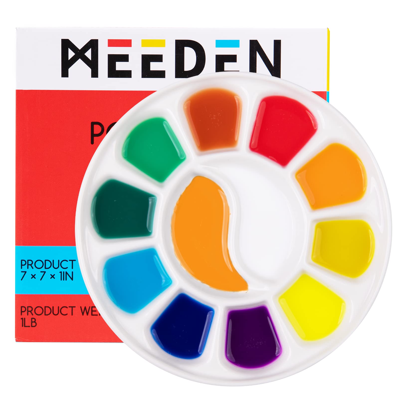 MEEDEN Ceramic Watercolor Palette with Cover, 12-Well White Porcelian  Mixing Tray Artist Painting Palette with Lid, Square Painting Tray Palettes  for