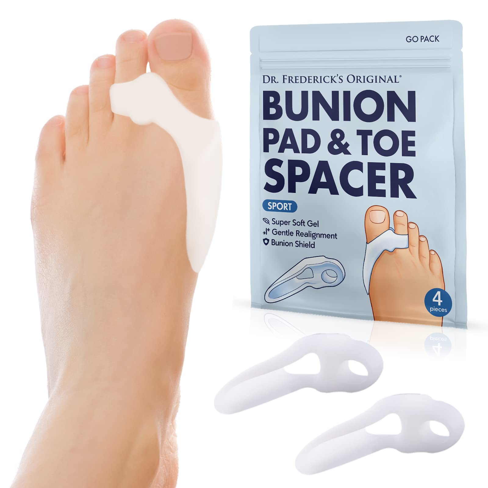 Dr. Frederick's Original Flared Gel Toe Separators - 6 Pieces -- for  Bunions and Overlapping Toes