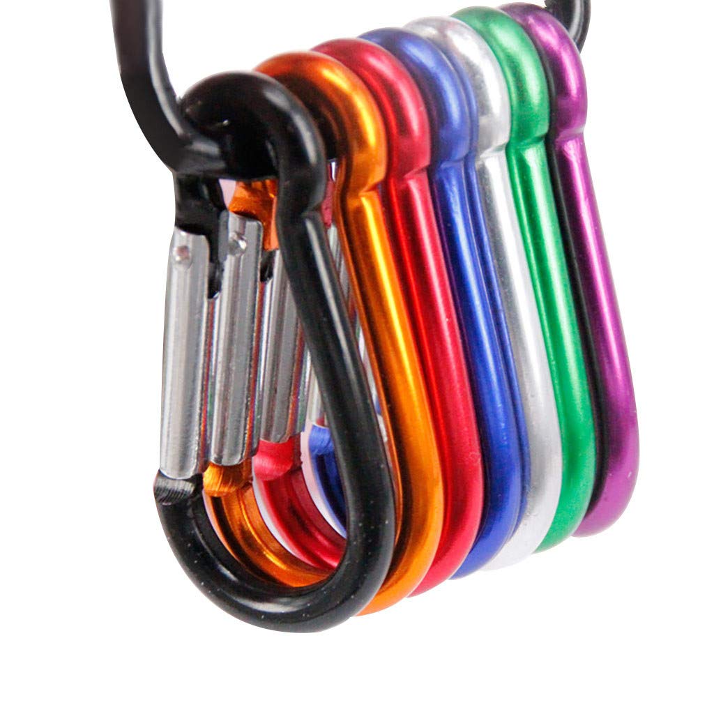 VKVWIV Hiking Rope and Hooks Hiking Carabiner Aluminum D-Ring Hook Key Camp  Snap Keychain Clip 7Pcs Chain Climbing Climbing Goods Black Red Blue Green  White Purple Gold One Size