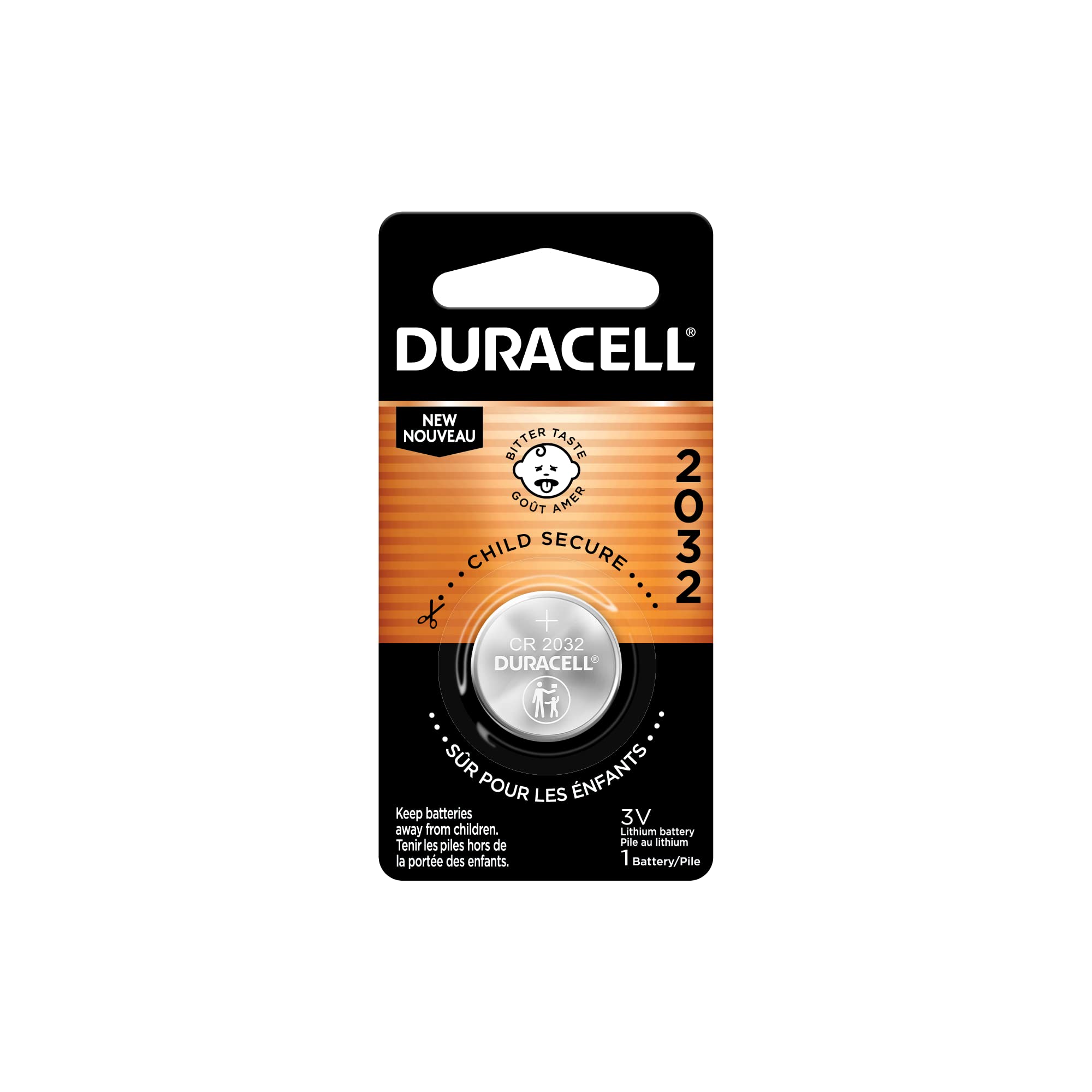 kulstof ske skære ned Duracell CR2032 3V Lithium Battery, Child Safety Features, 1 Count Pack,  Lithium Coin Battery for Key