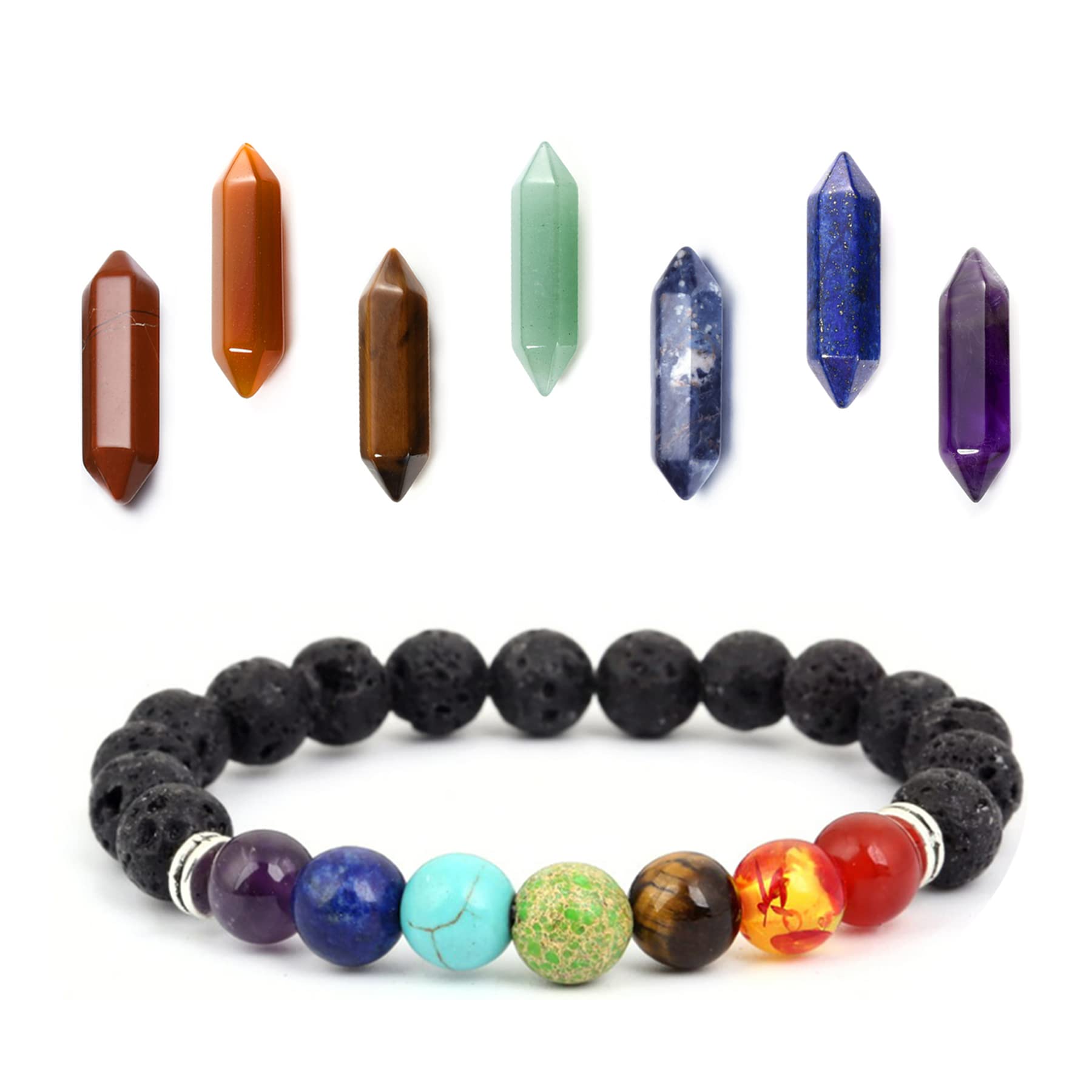 8Pcs Crystals and Healing Stones, Healing Crystals Bracelet, Full