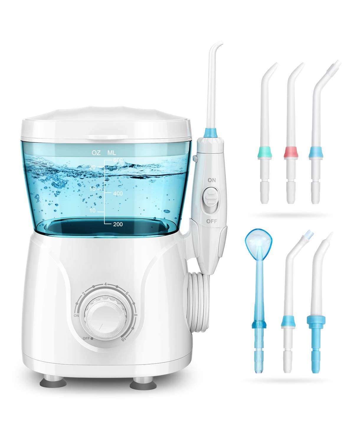 Homgeek Water Flosser for Braces Teeth Cleaner Dental Water Teeth 10  Adjustable Pressure with 7 Multifunctional Tips White 