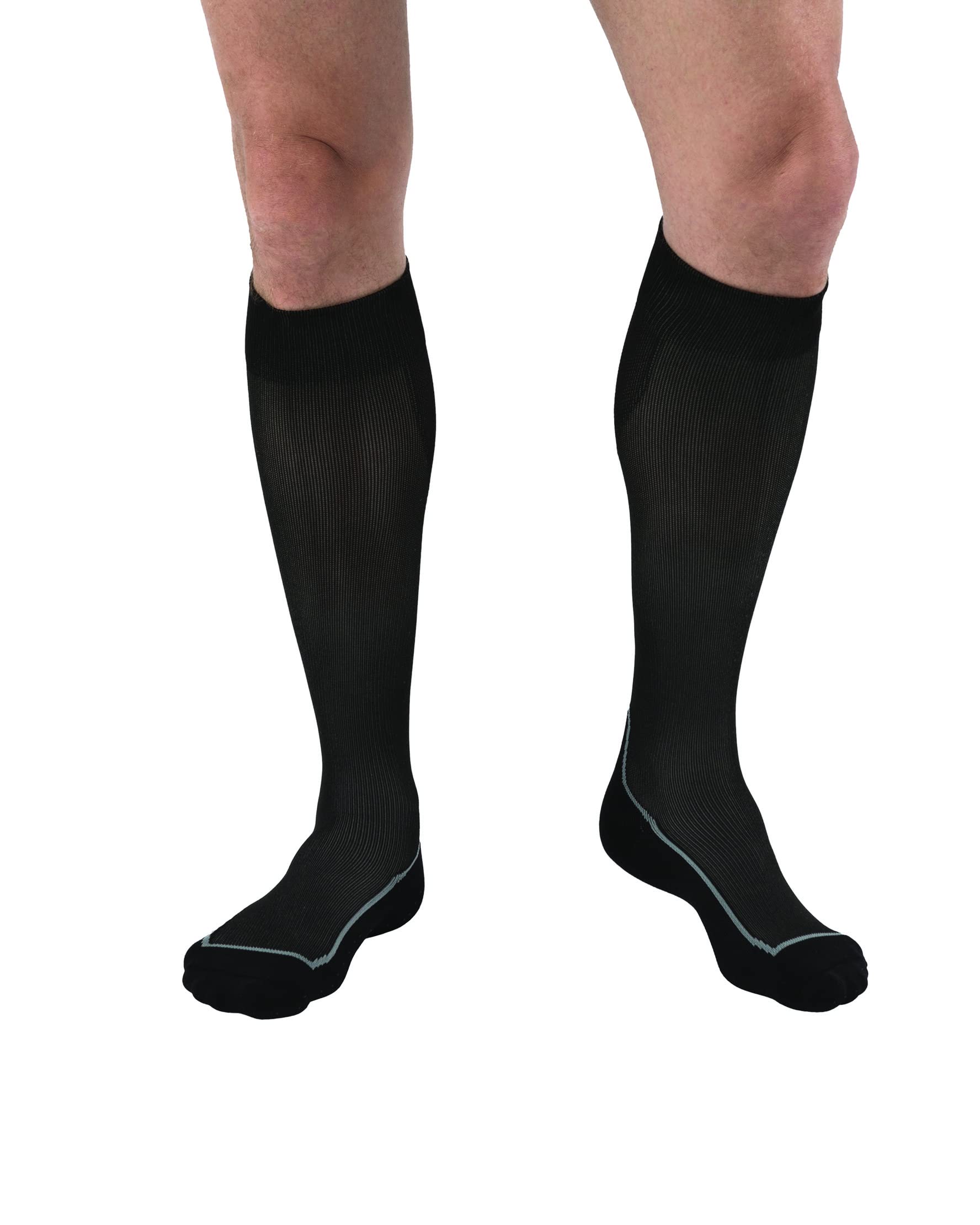 JOBST Sport Knee High 15-20 mmHg Compression Socks, Black/Cool Black,  X-Large Black X-Large