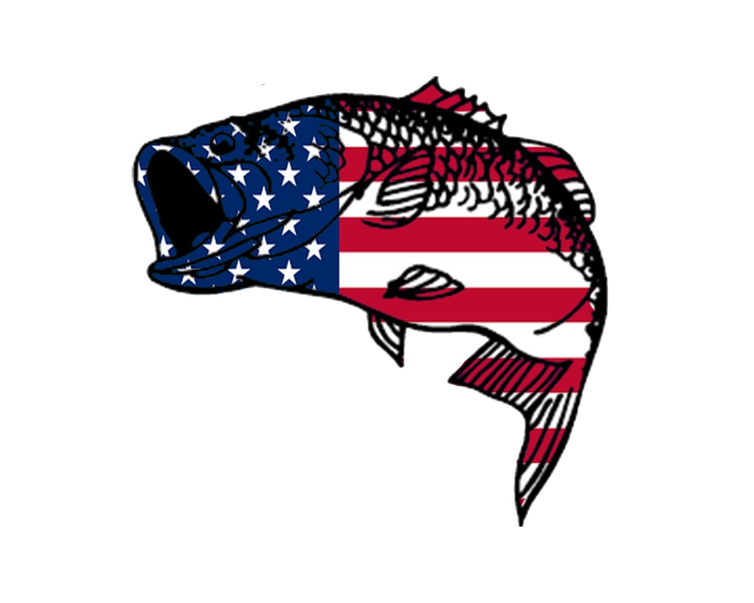 Rogue River Tactical Bass Fish USA Flag Sticker Decal Fishing Bumper  Sticker Fish Patriotic United Auto