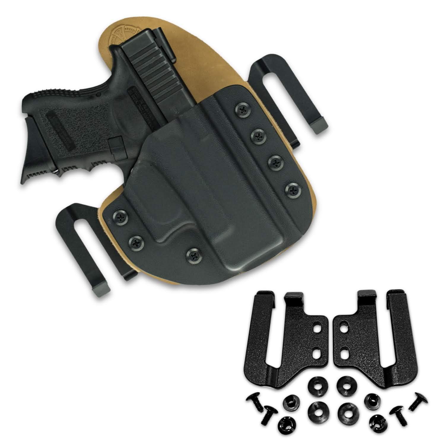  HolsterBuilder Kydex Clips Grip Hook - 3 Pre-Drilled Hole  Tuckable Kydex Belt Clip for IWB & OWB Kydex, Leather, Hybrid Holster  Making - Easy Holster Sheath Grip Hook with Mounting