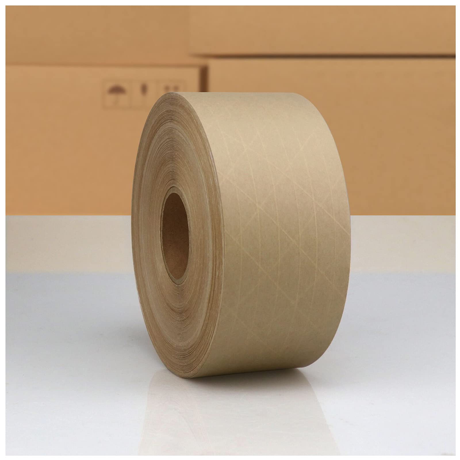 Packing Tape Reinforced Water Activated Gummed Tape Kraft Paper Tape  2.83inch x 450 Feet 750(mm) 150Yard for Heavy Duty Shipping Writable Strong  Adhesive Brown Carton Box for Moving and Storage