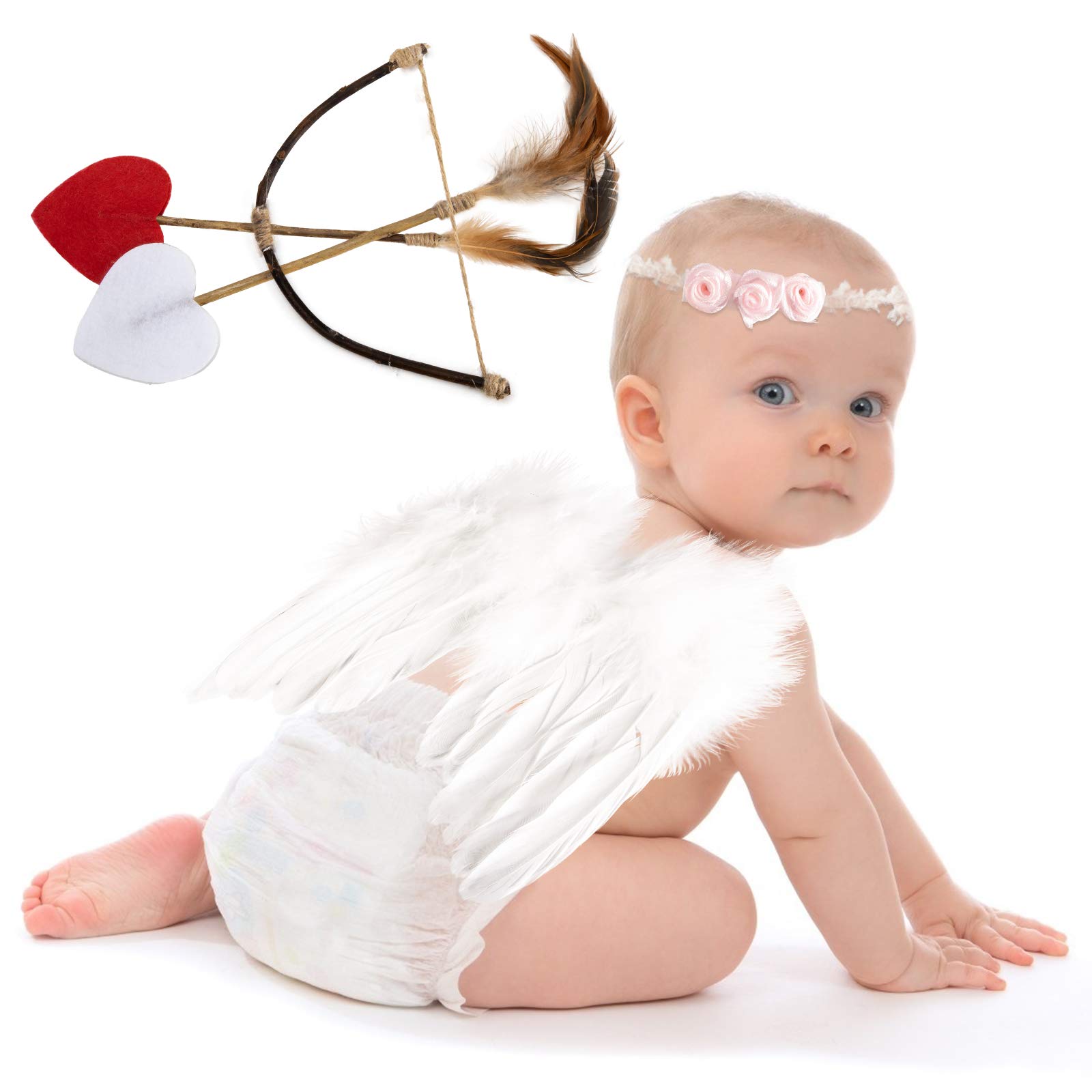 Beaupretty Juego de 1 juego de alas de ángel para bebé, juego de flechas y  lazo para bebé, Cupido para cosplay, accesorios de fotografía, kit de