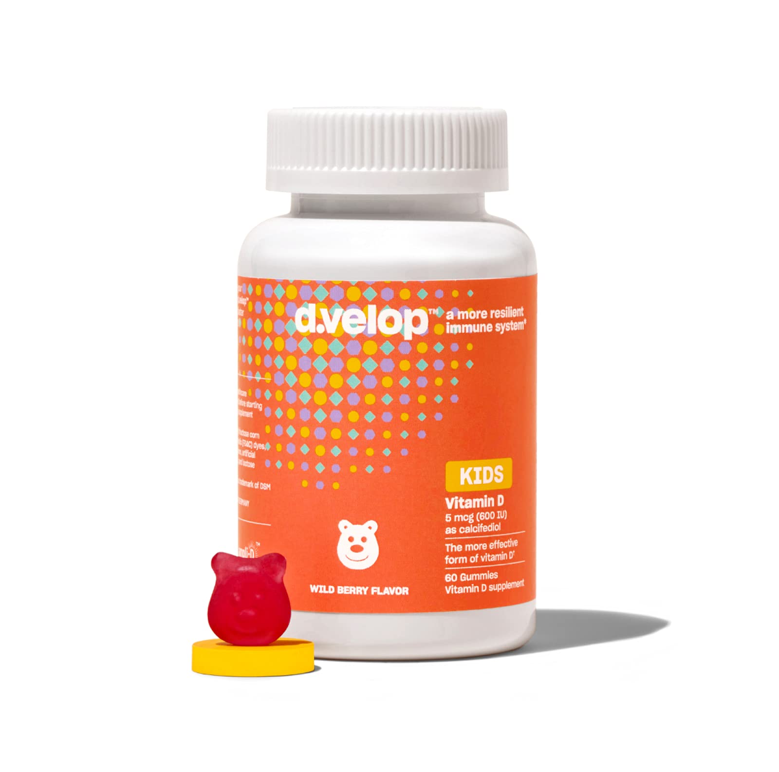d.velop Vitamin D Kids Gummies 60 Count 600 IU Kids Immune Support 3x