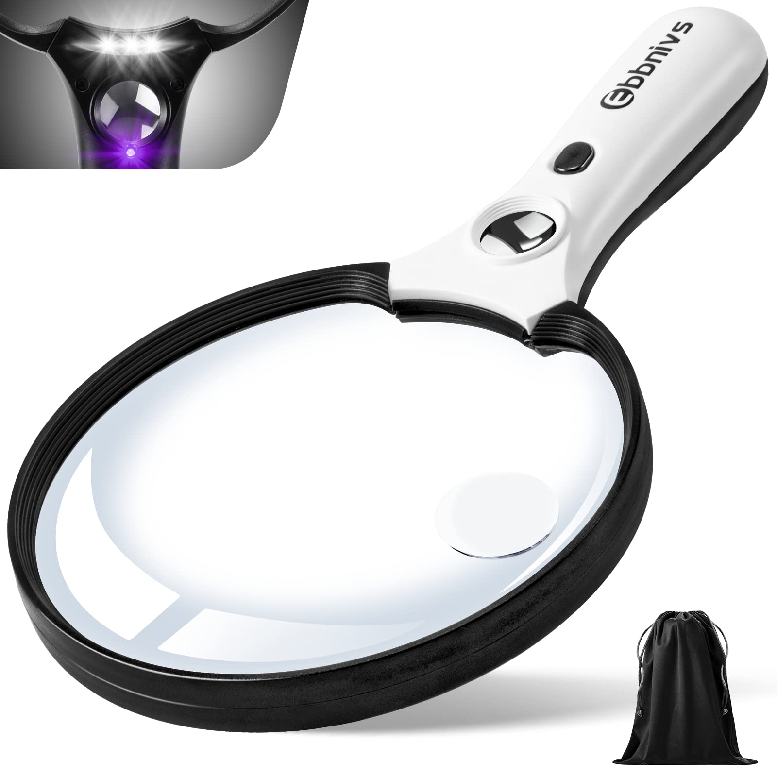25X10X Handheld Lighted Magnifying Glass Standing Hands Free Magnifier w/  Light