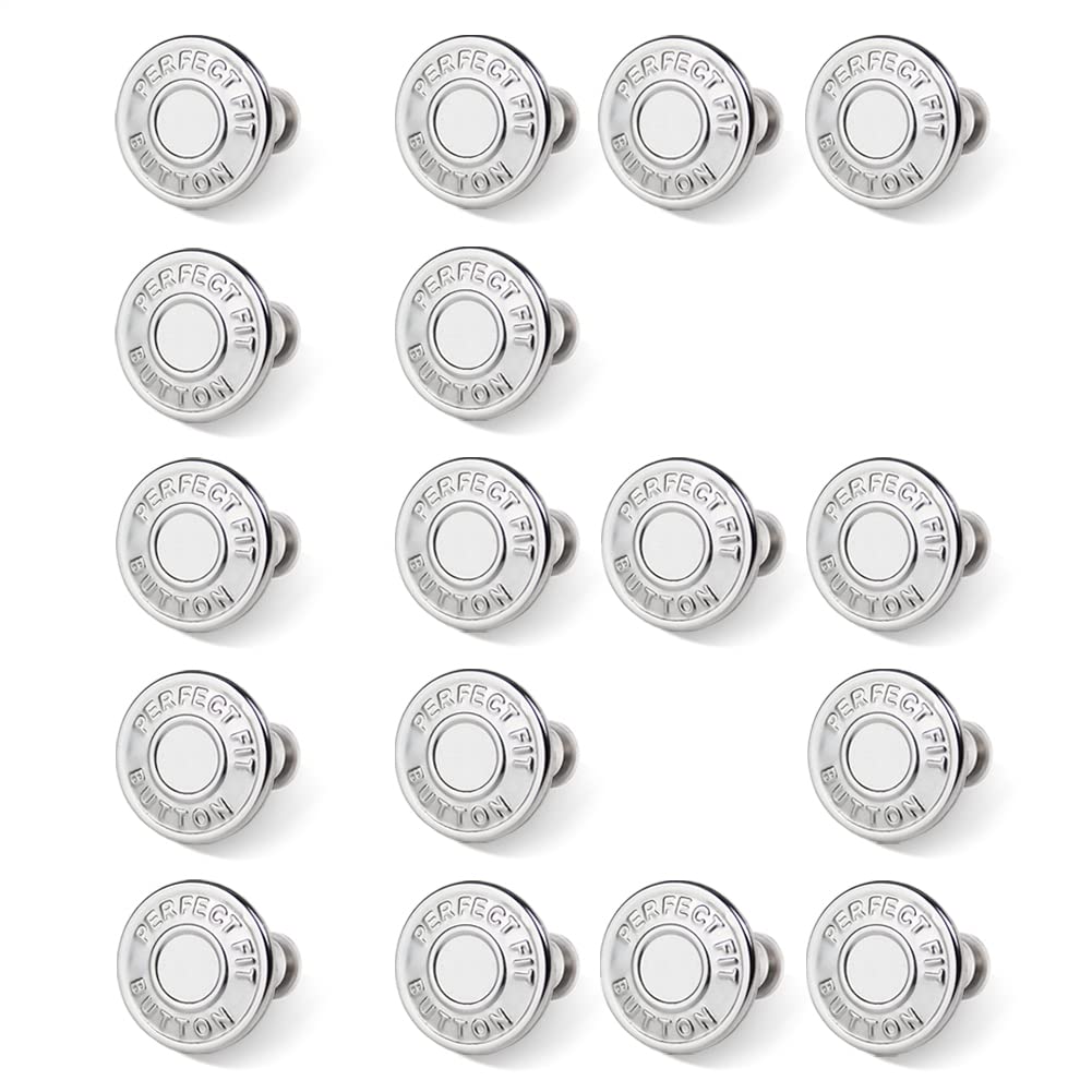 6 Pcs Buttons for Jeans,Adjustable Jean Button Pins,Pant Waist Tightener,No Sew and No Tools Instant Jean Button Pins for Pants, Simple Installation