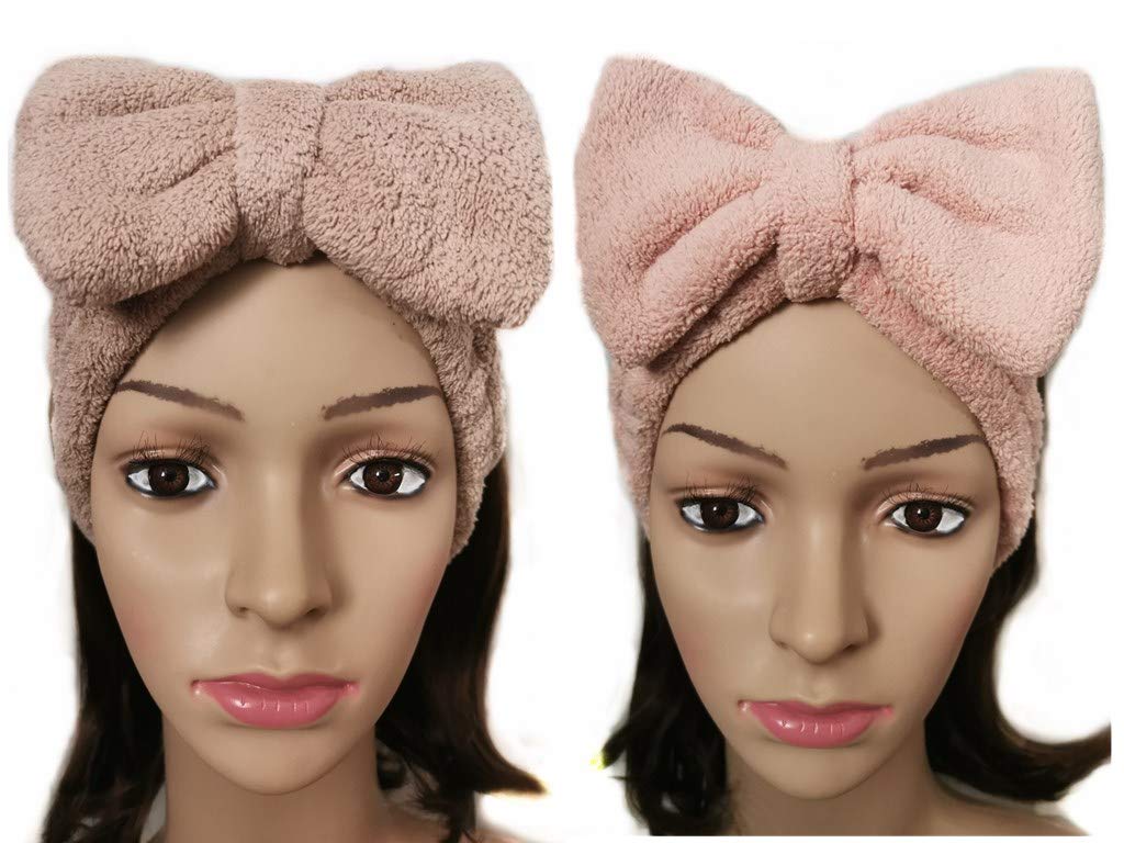 yaocoral 2 pack Microfiber Headband Fleece Bow Headbands for Women Soft  Fluffy Hairbands Headbands for Washing Face Spa Makeup Cosmetic Facial Mask  Shower Skincare (pink+coffee)