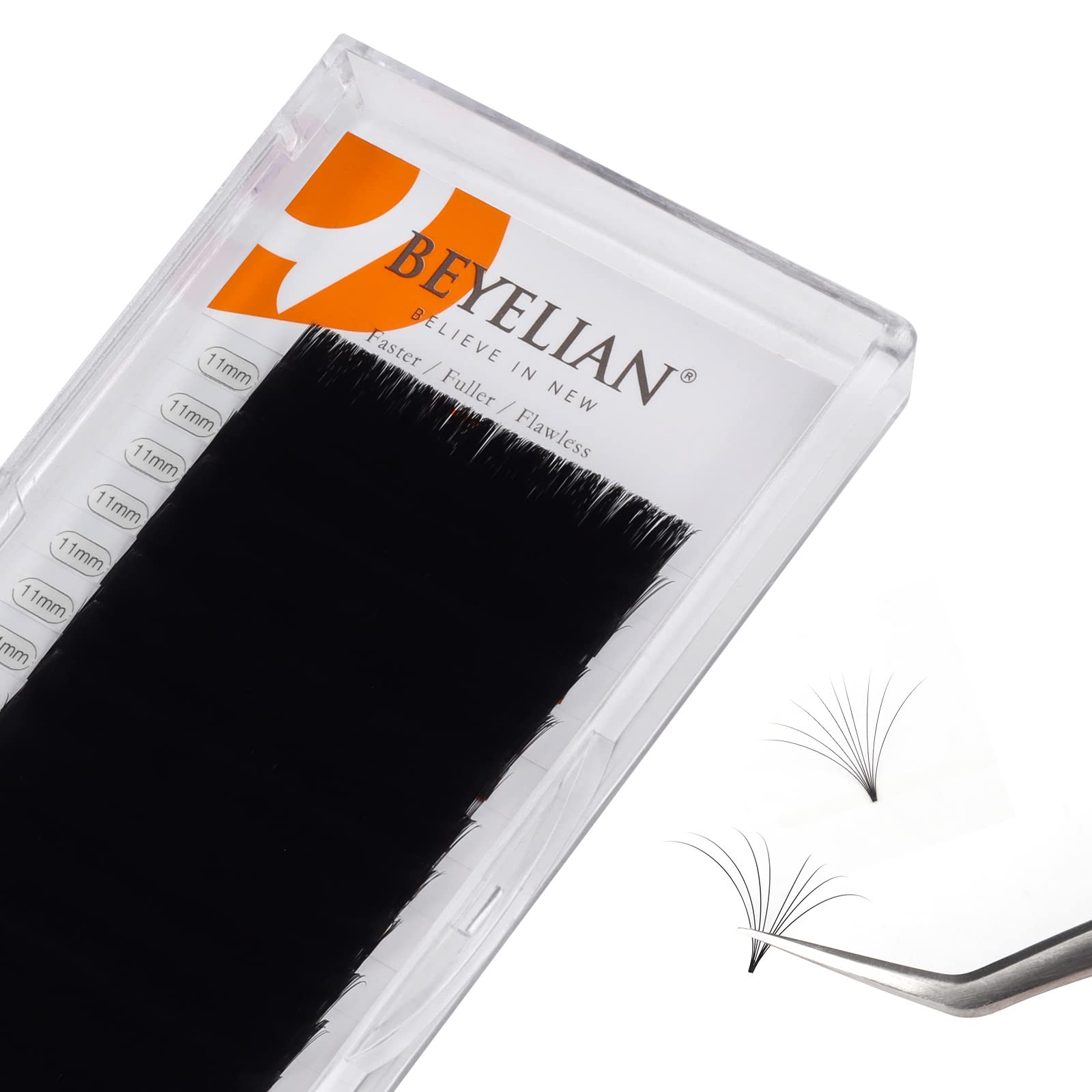 BEYELIAN Easy Fan Eyelash Extensions Mega Volume Lash Extension Light Rapid  Fans Black Stylists Professional Salon Use Practice Super Thin Mink 0.03 D  Curl 11mm