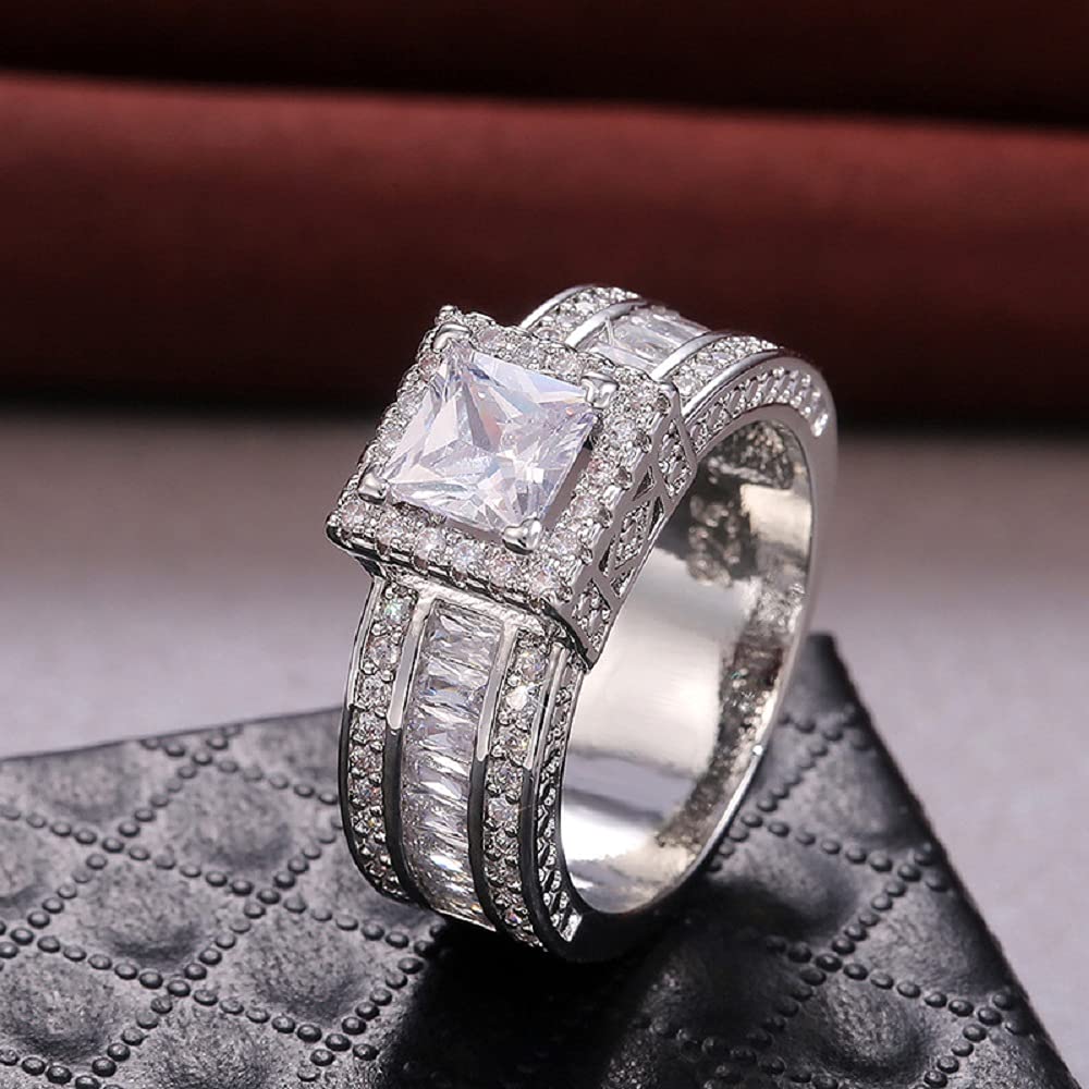 3.06 TCW Princess-Cut Cubic Zirconia Engagement Anniversary Ring in Solid  10k White Gold - PalmBeach Jewelry