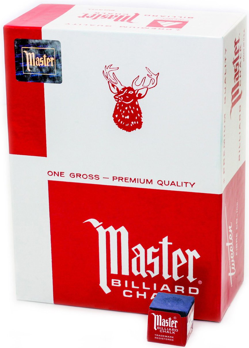 Master Billiard Pool Cue Chalk Box 12 Cubes Black