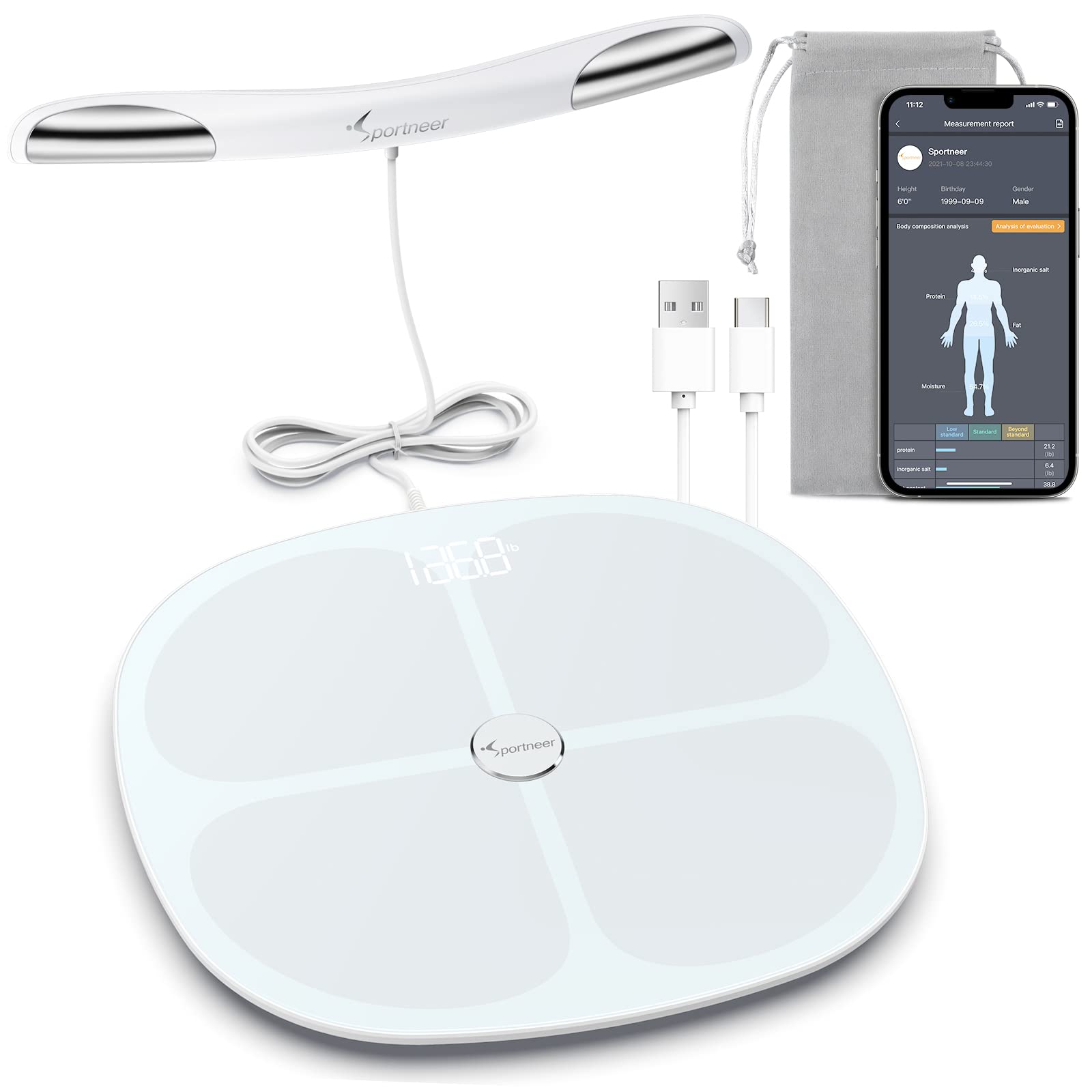 Smart Full Body Composition Analyzer Scale, Rechargeable 8