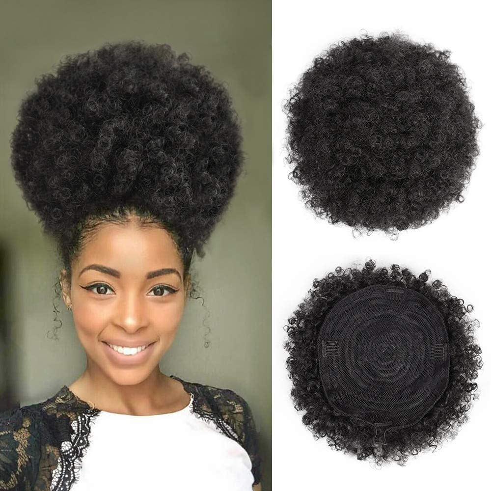 Buy CINHOO Jerry Curls Mohawk High Puff Hair Bun Ponytail Drawstring With  Bangs Synthetic Fauxhawks Afro High Puff Kinkys Curly Pony Tail Clip in on  Wrap Updo Hair Extensions for Women (1B/33)