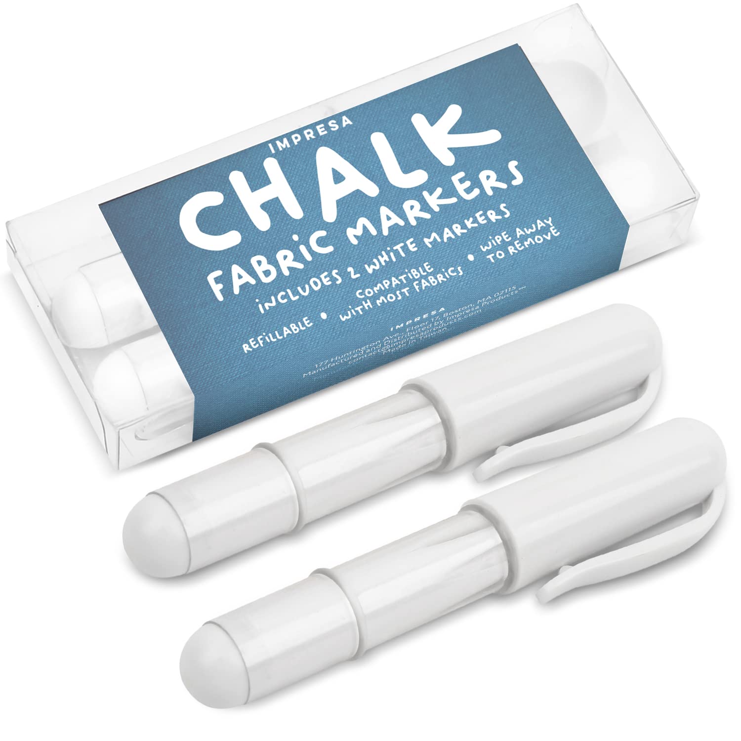 2 Pack Fabric Chalk Markers for Sewing and Quilting - Refillable Chalk  Pencils - White Sewing Chalk for