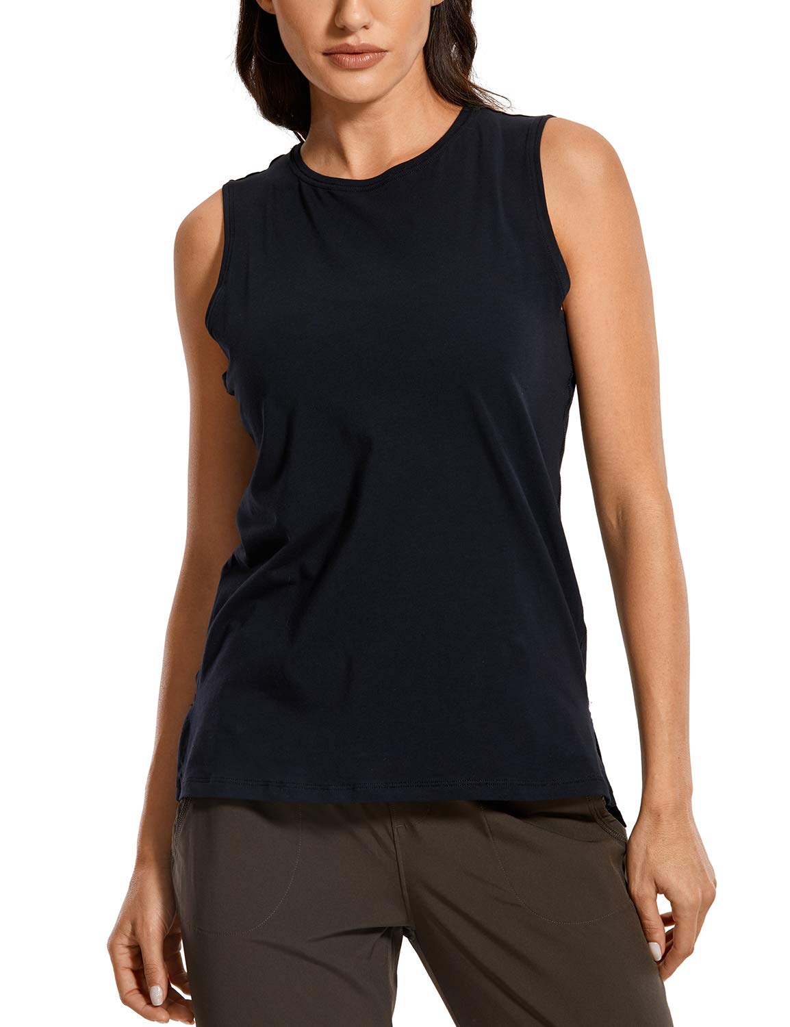 CRZ YOGA Women's Pima Cotton Workout Tank Tops Loose Fit Yoga Sleeveless  Shirts Muscle Tank Medium