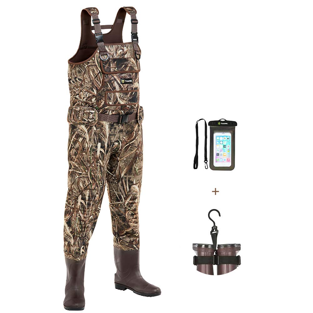 TIDEWE Chest Waders with Boots Hanger for Men, Realtree MAX5 Camo  Waterproof Fishing Bootfoot Waders for Fishing & Hunting M6/W8