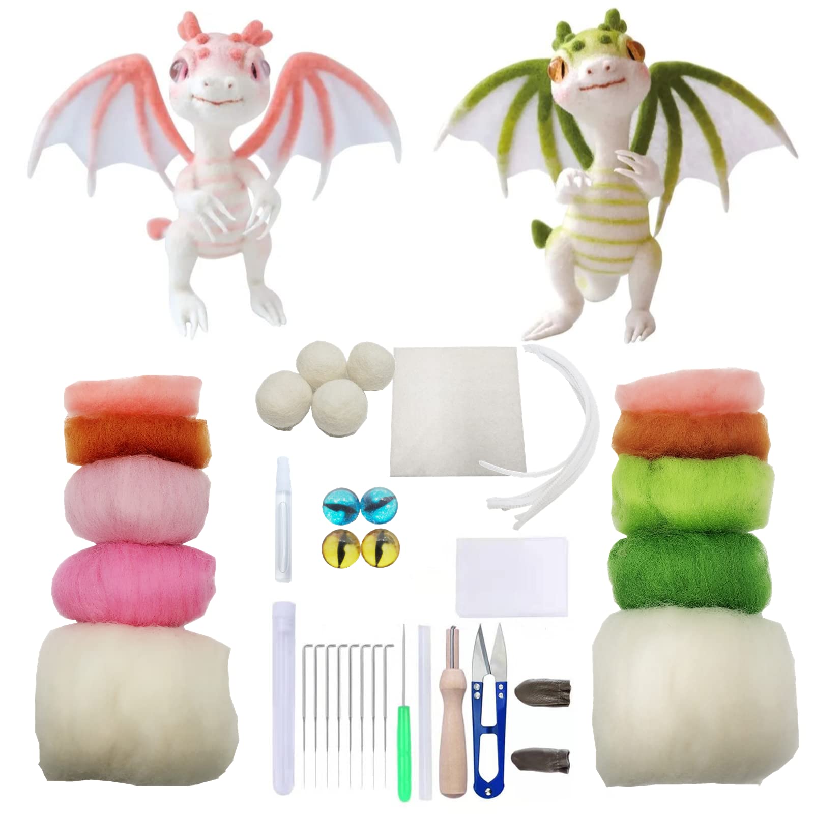 DEUXPER Needle Felting Kits Beginners, DIY Wool Felt Dragon Materials Set  for Adults Kids, Needle Felting Craft Project Gift for Women Men