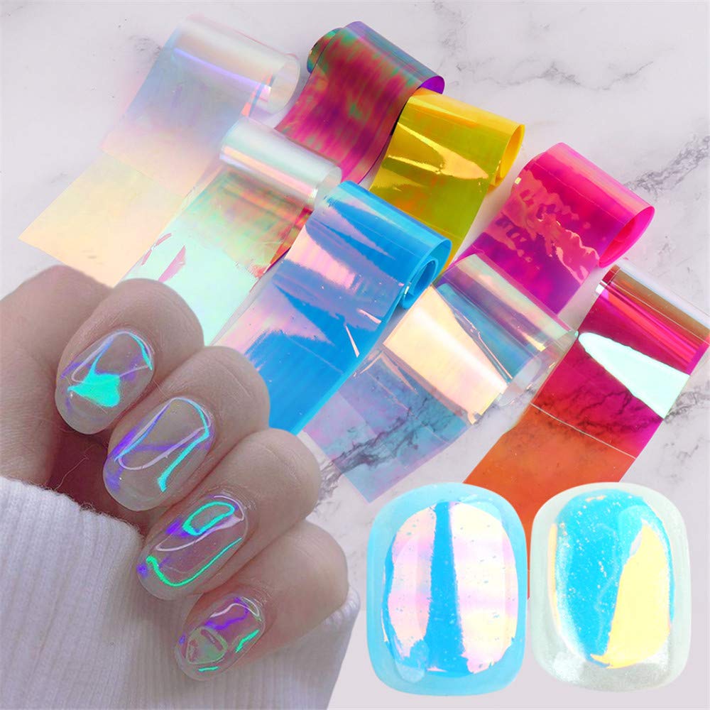 100CM*5CM Shattered Broken Glass Nails DIY Nail Foil Transfer Sticker  10Designs for choose Rainbow Effect holographic paper Nail Art Decorations  | Wish
