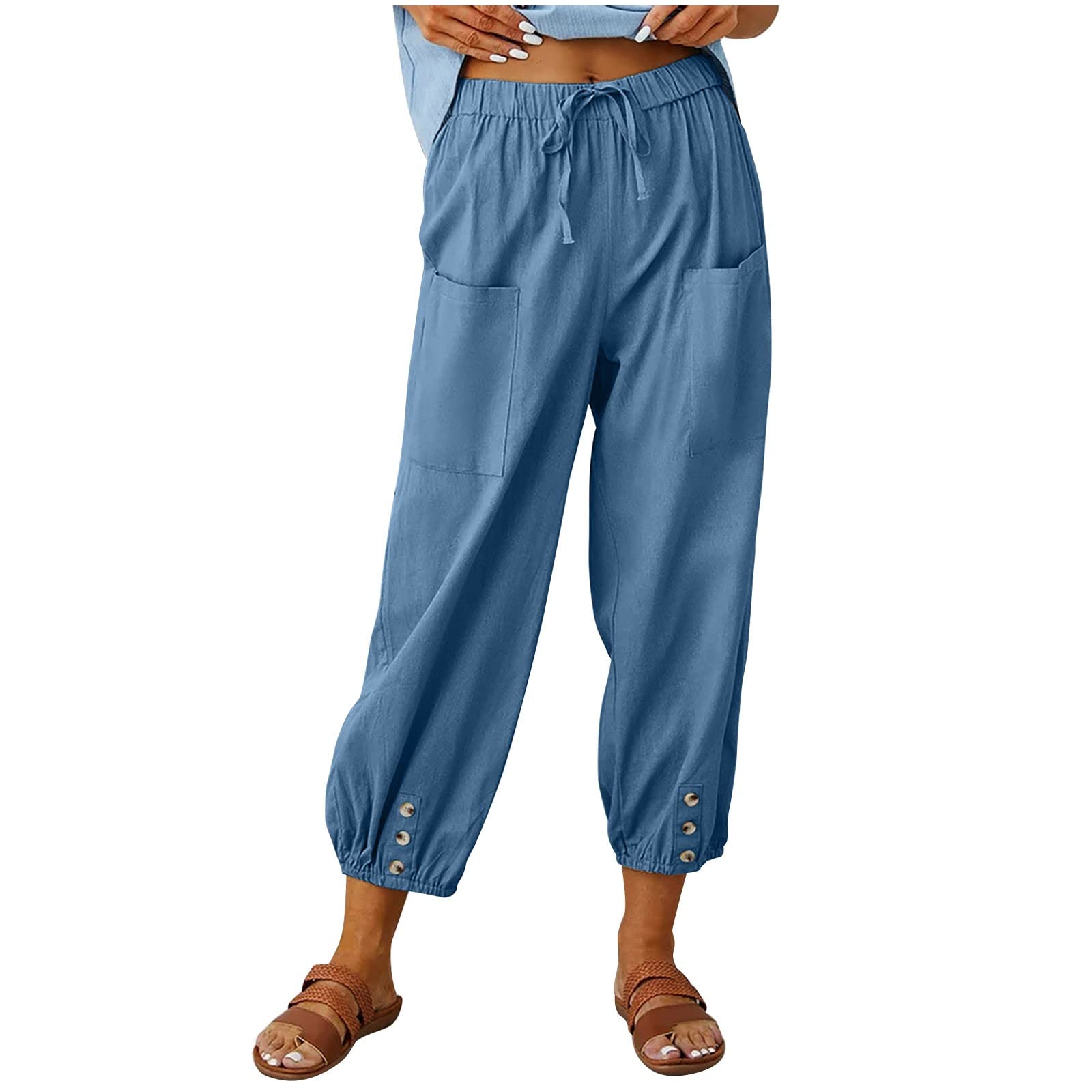 Women Elastic Waist Cotton Pants Soft Casual Loose Boho Trousers Full Maxi  Pants Wide Leg Pant Customized Plus Size Pants Linen - Etsy