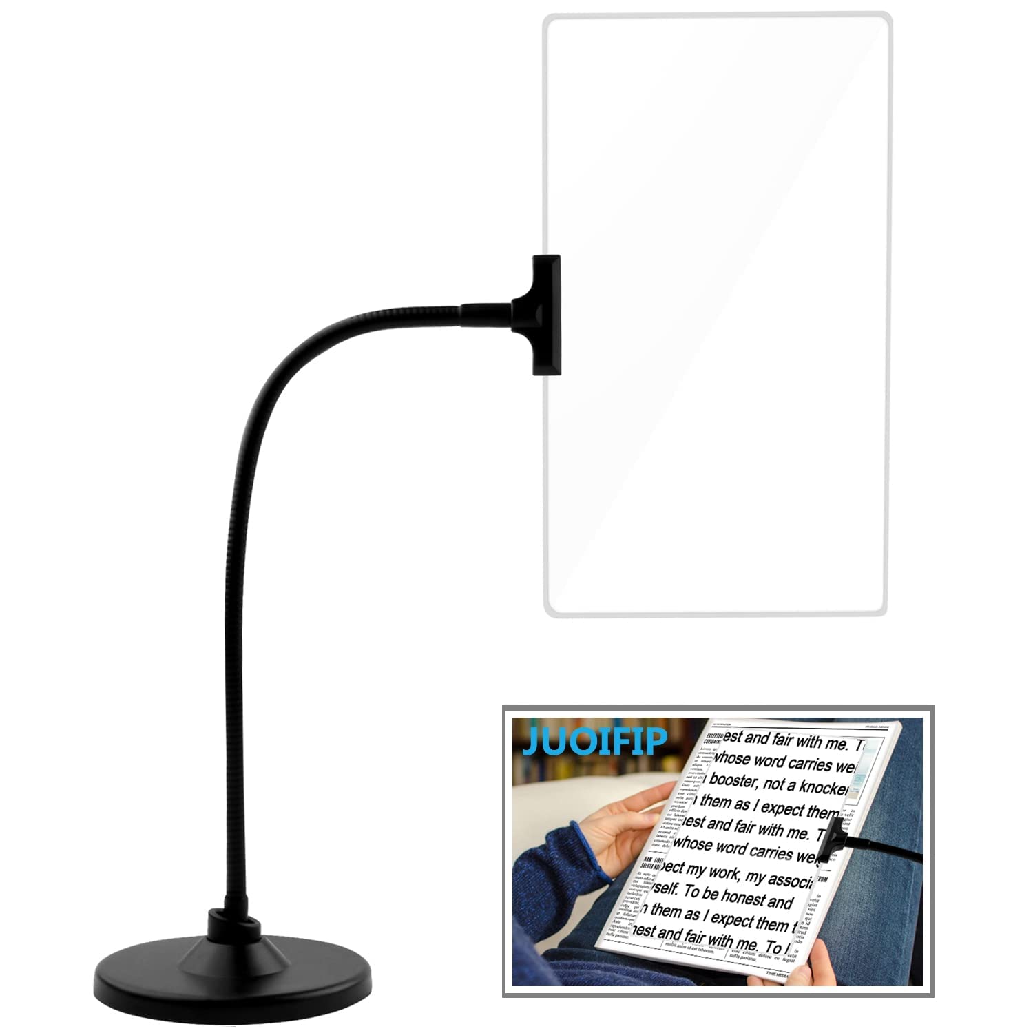 4X Magnifying Glass with Stand, 10x6 Flexible Gooseneck Magnifying, Large  Page Magnifier for Reading Small Prints & Low Vision Seniors with Aging  Eyes Black 4X