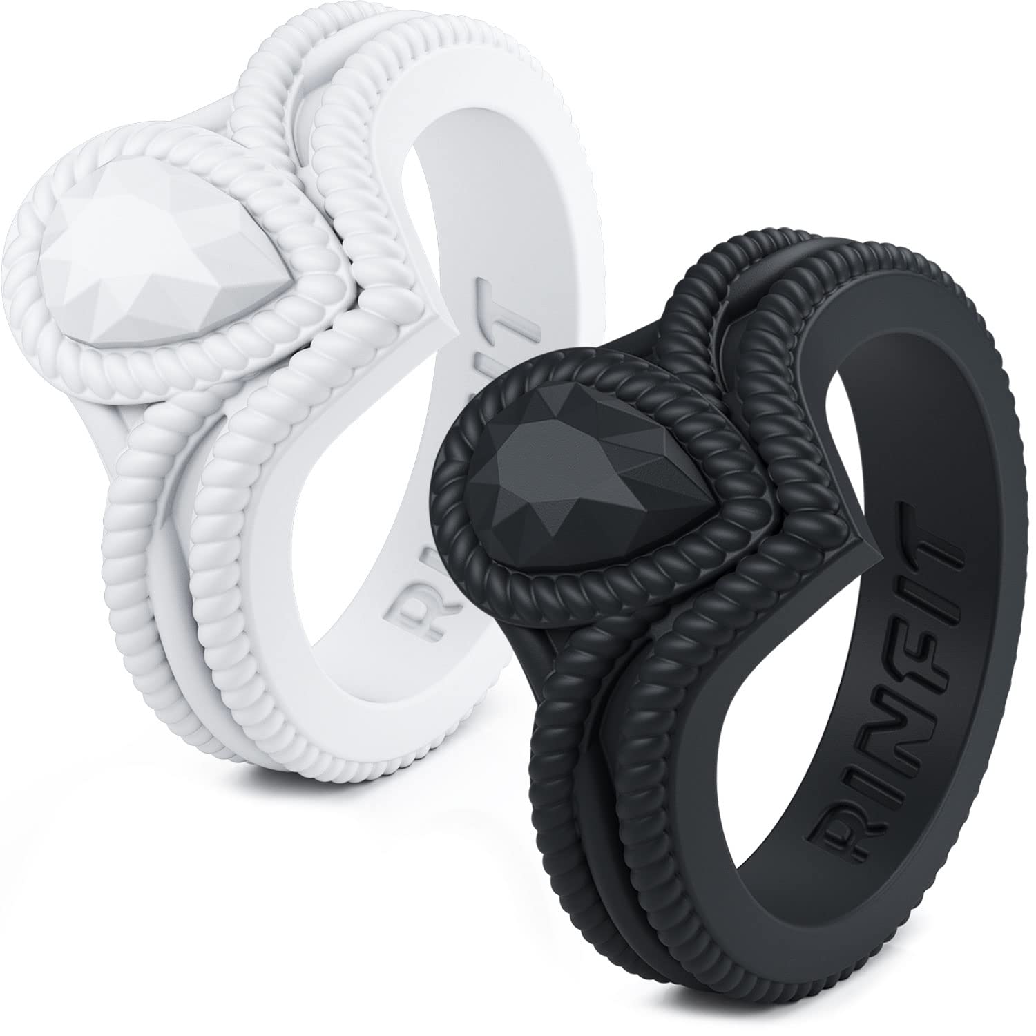  Rinfit Silicone Rings for Women - Bridal Set, Engagement or  Promise Ring & Stackable Set - Womens Rubber Wedding Rings & Silicone  Wedding Bands Women - Black - Size 4 : Clothing, Shoes & Jewelry